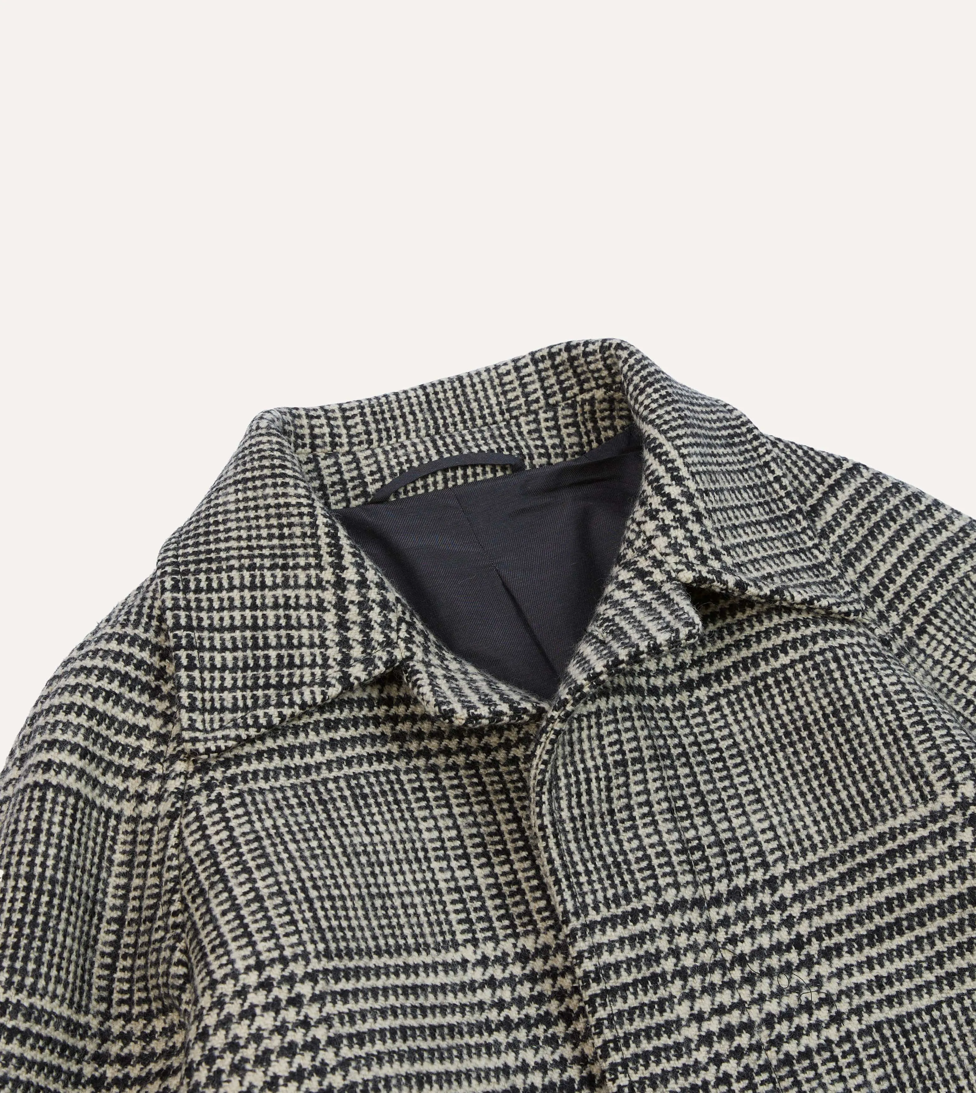 Grey Prince of Wales Check Wool Raglan Coat sold by Drake's London product image thumbnail 3