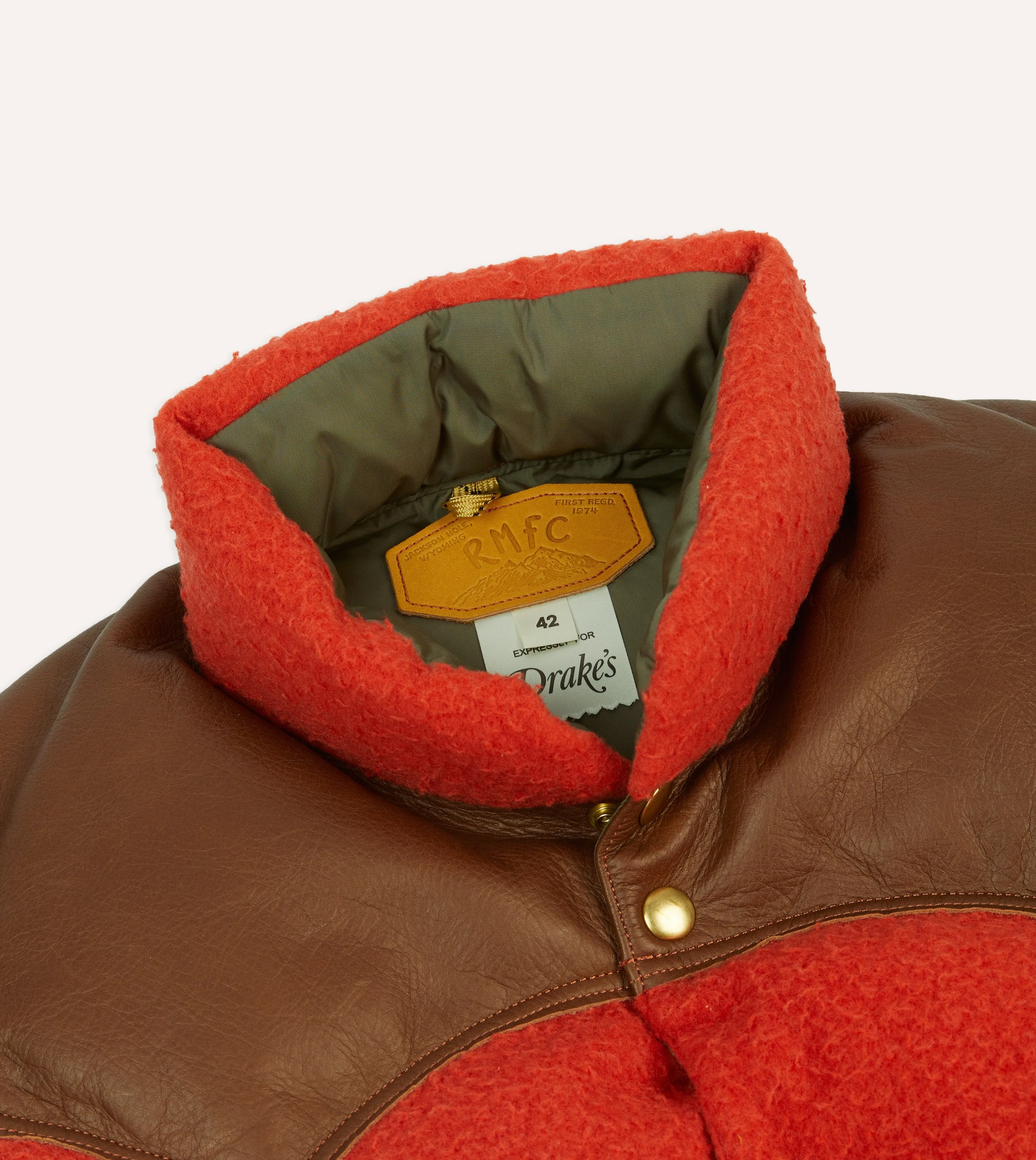Rocky Mountain Featherbed for Drake's Orange Casentino Wool Christy Down Vest sold by Drake's London product image thumbnail 3