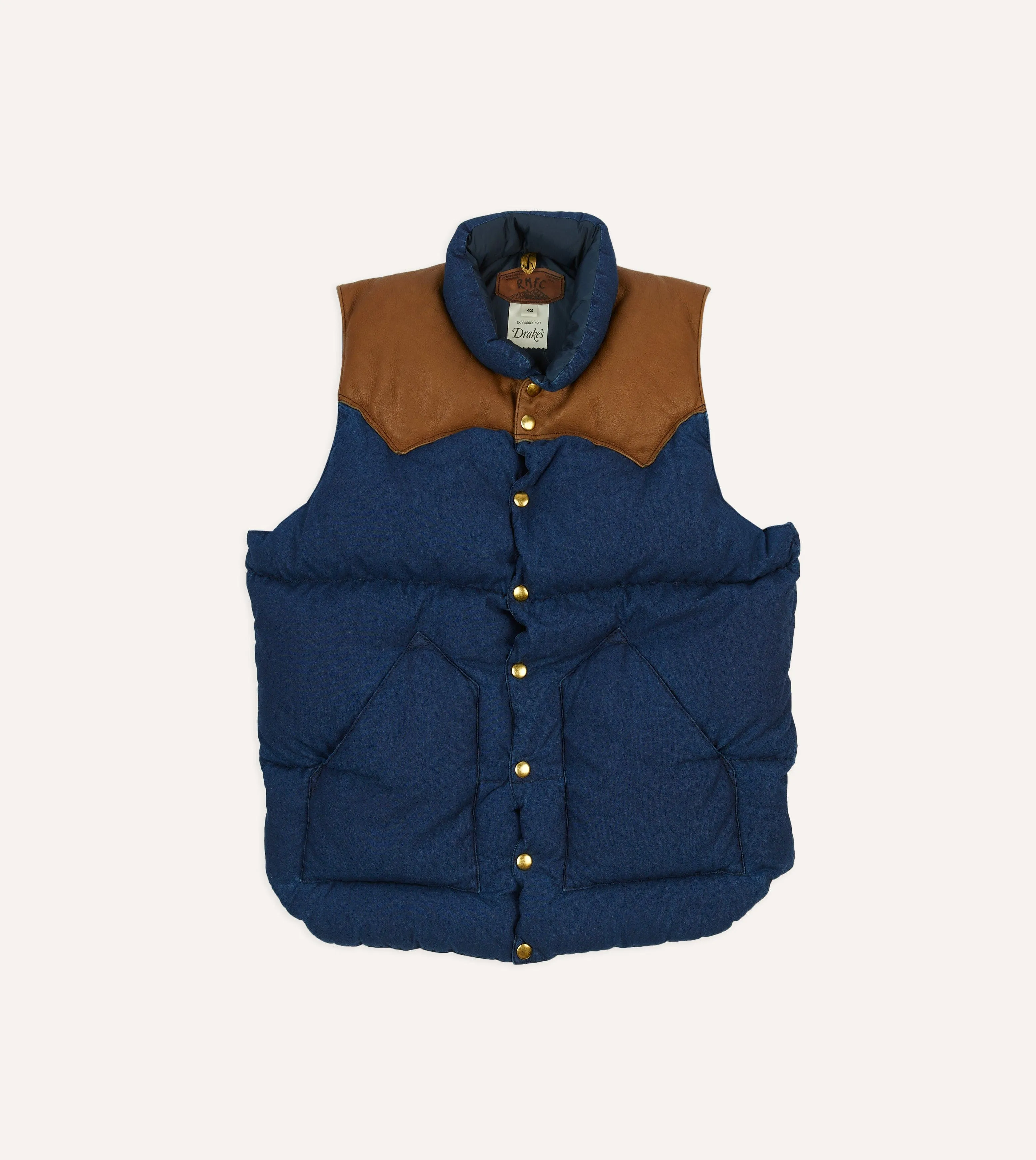 Rocky Mountain Featherbed for Drake's Denim Christy Down Vest sold by Drake's London