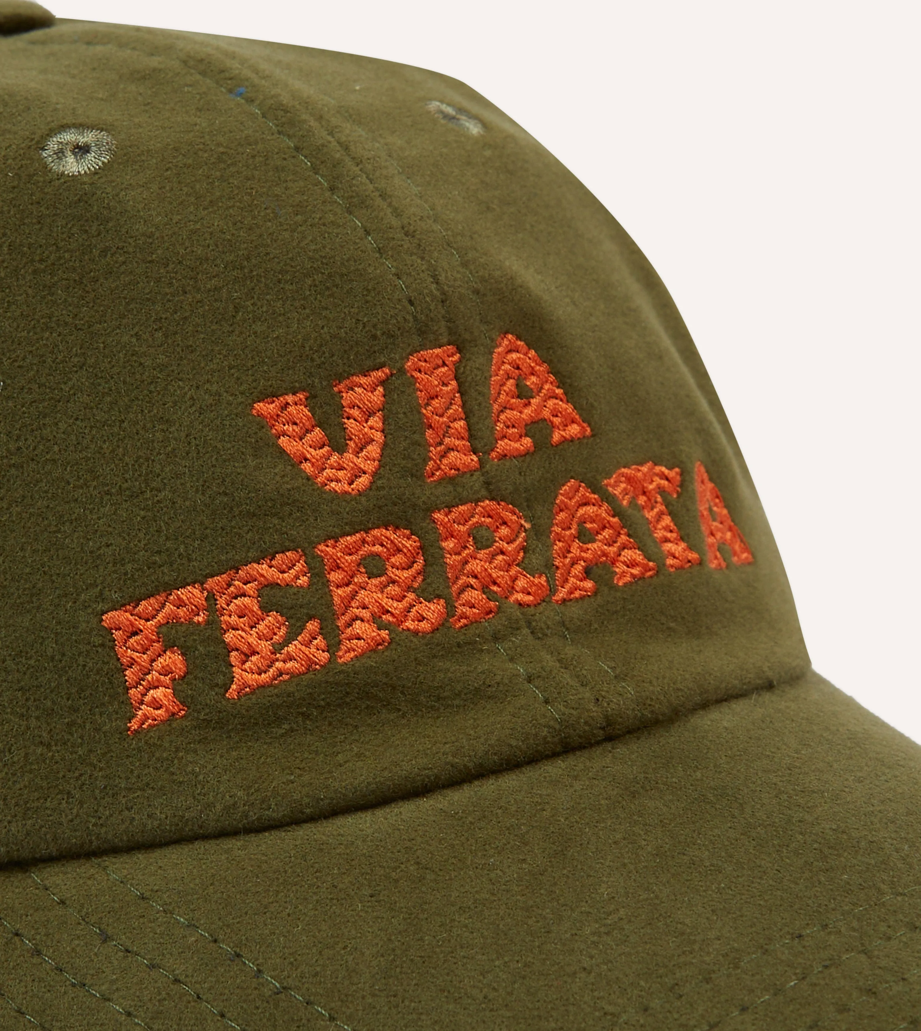 Olive Moleskin Via Ferrata Baseball Cap sold by Drake's London product image thumbnail 3