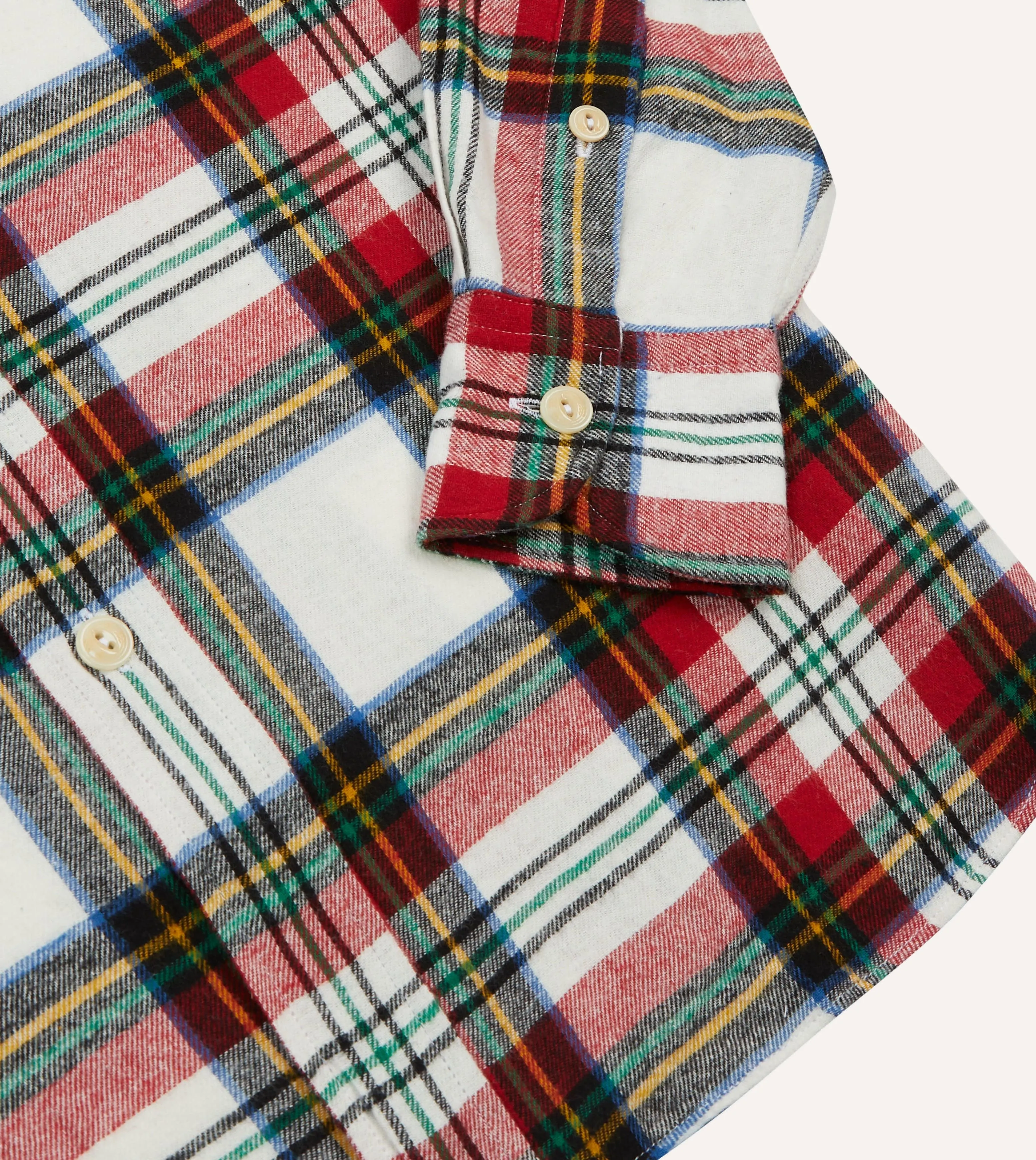 Red Check Brushed Cotton Two-Pocket Work Shirt sold by Drake's London product image thumbnail 5