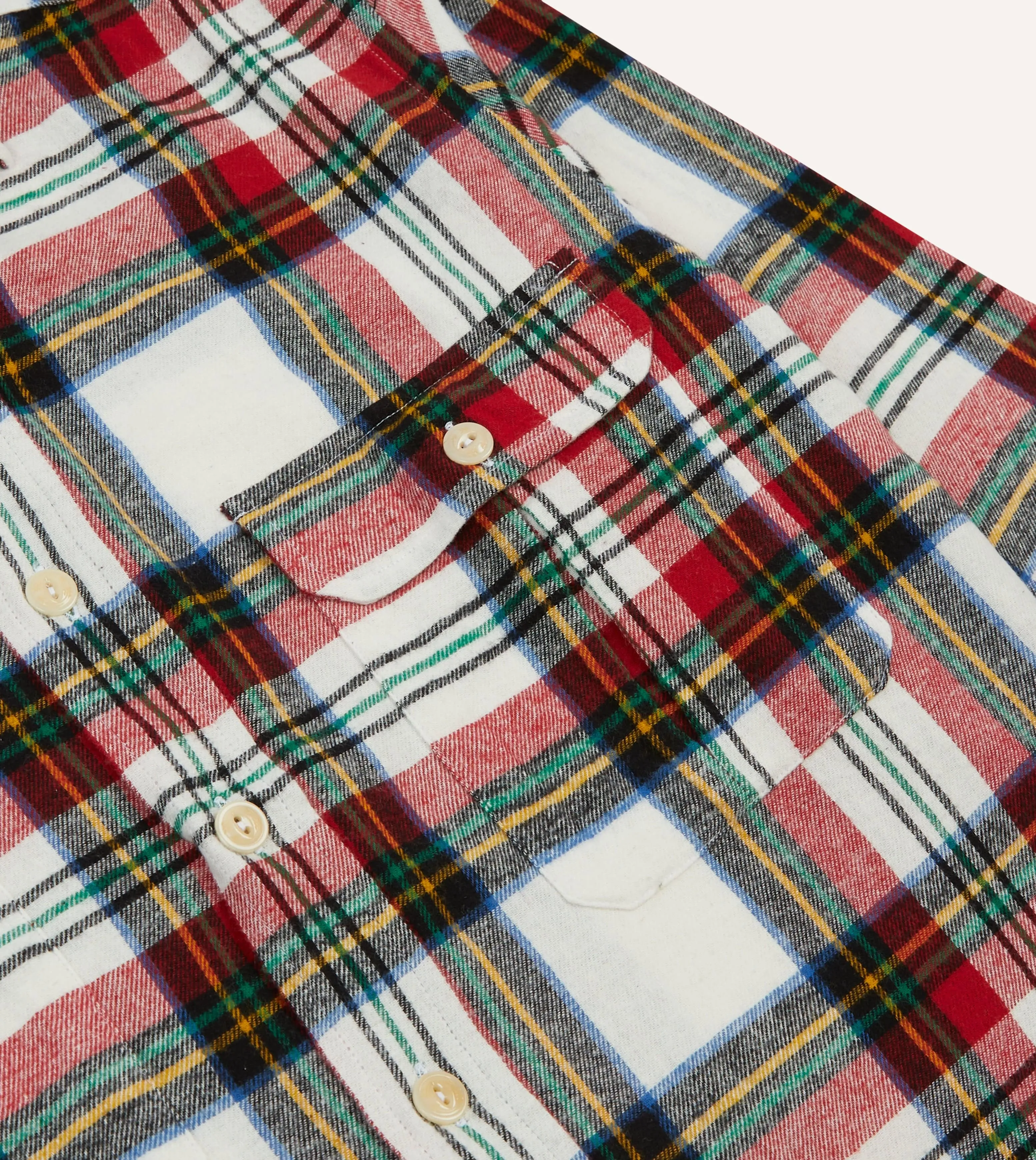 Red Check Brushed Cotton Two-Pocket Work Shirt sold by Drake's London product image thumbnail 4