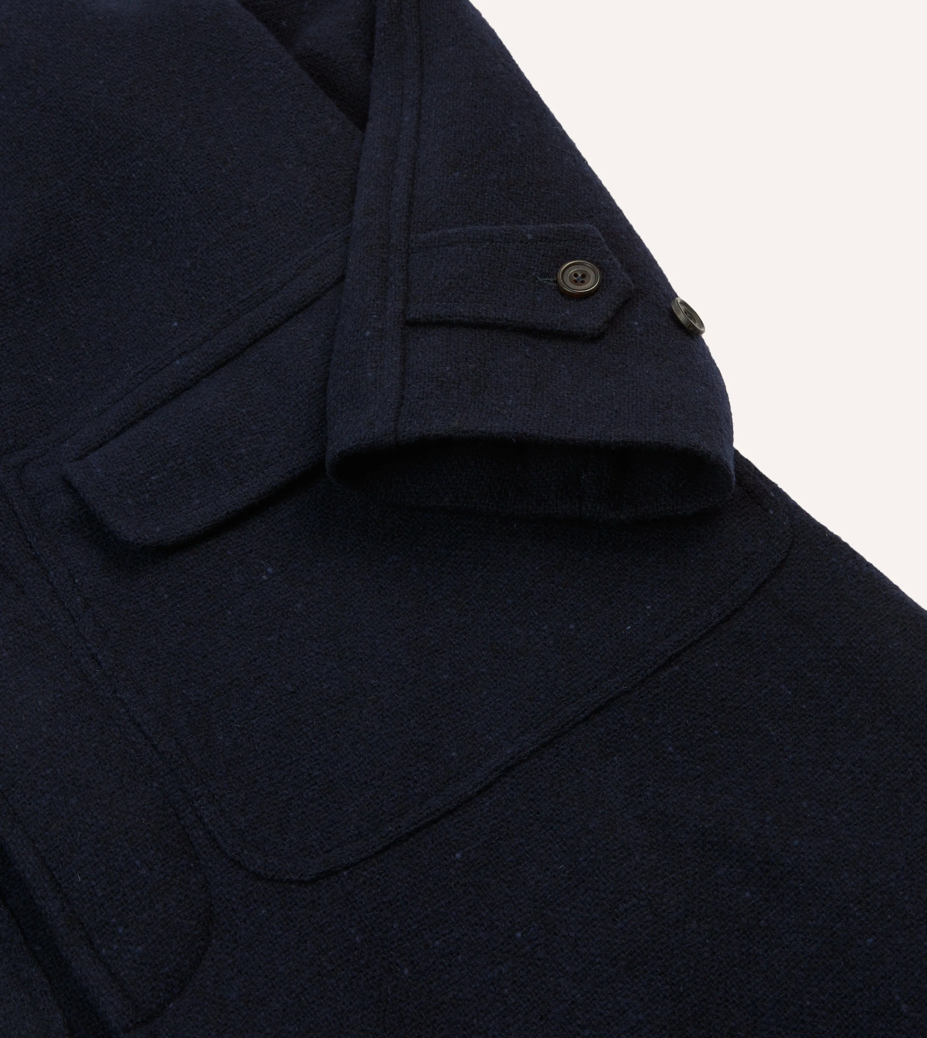 Navy Donegal Wool Raglan Coat sold by Drake's London product image thumbnail 4