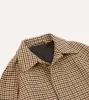 Brown Houndstooth Check Wool Raglan Coat sold by Drake's London