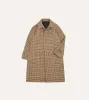 Brown Houndstooth Check Wool Raglan Coat sold by Drake's London