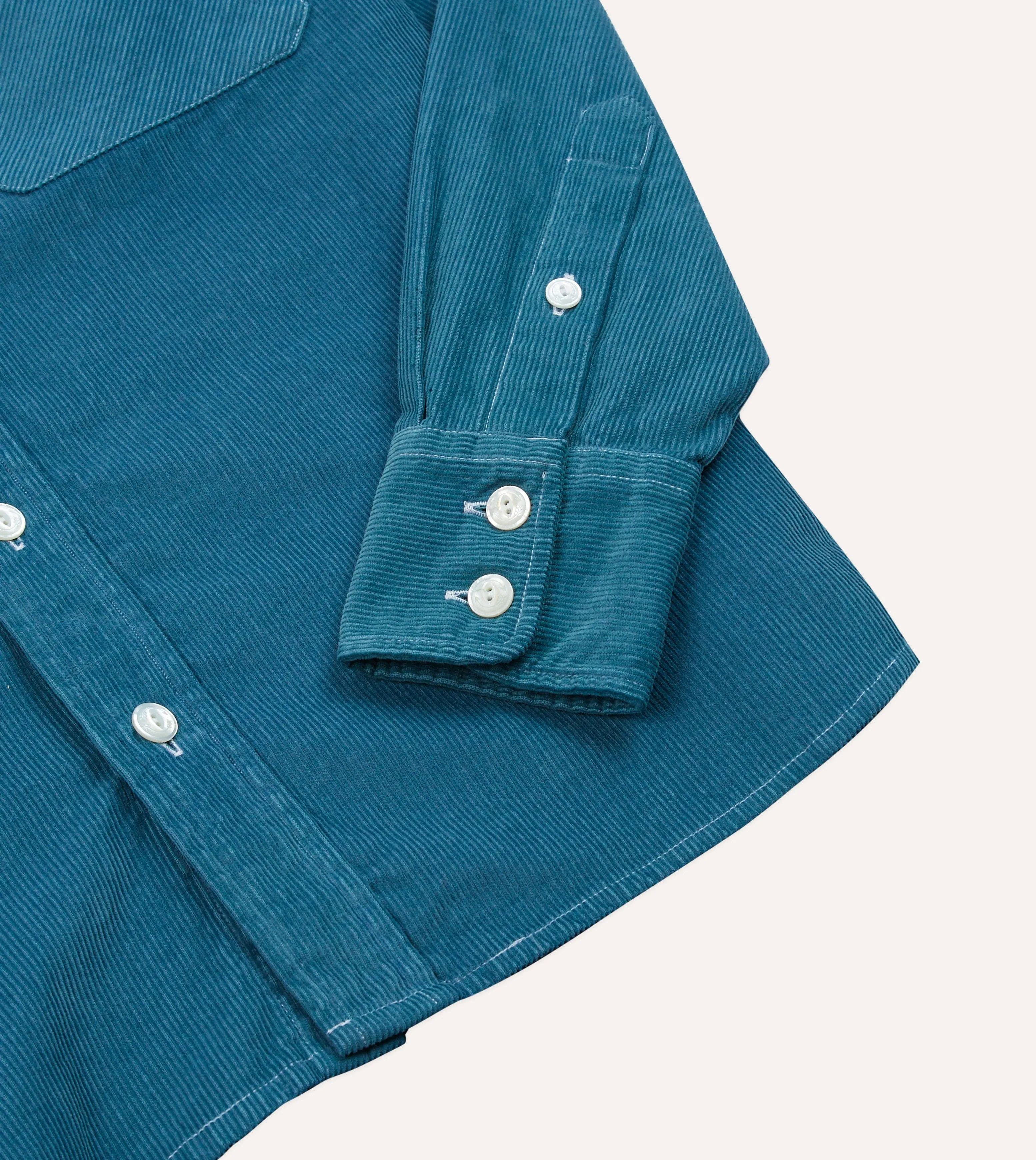Turquoise Corduroy Two-Pocket Western Shirt sold by Drake's London product image thumbnail 5