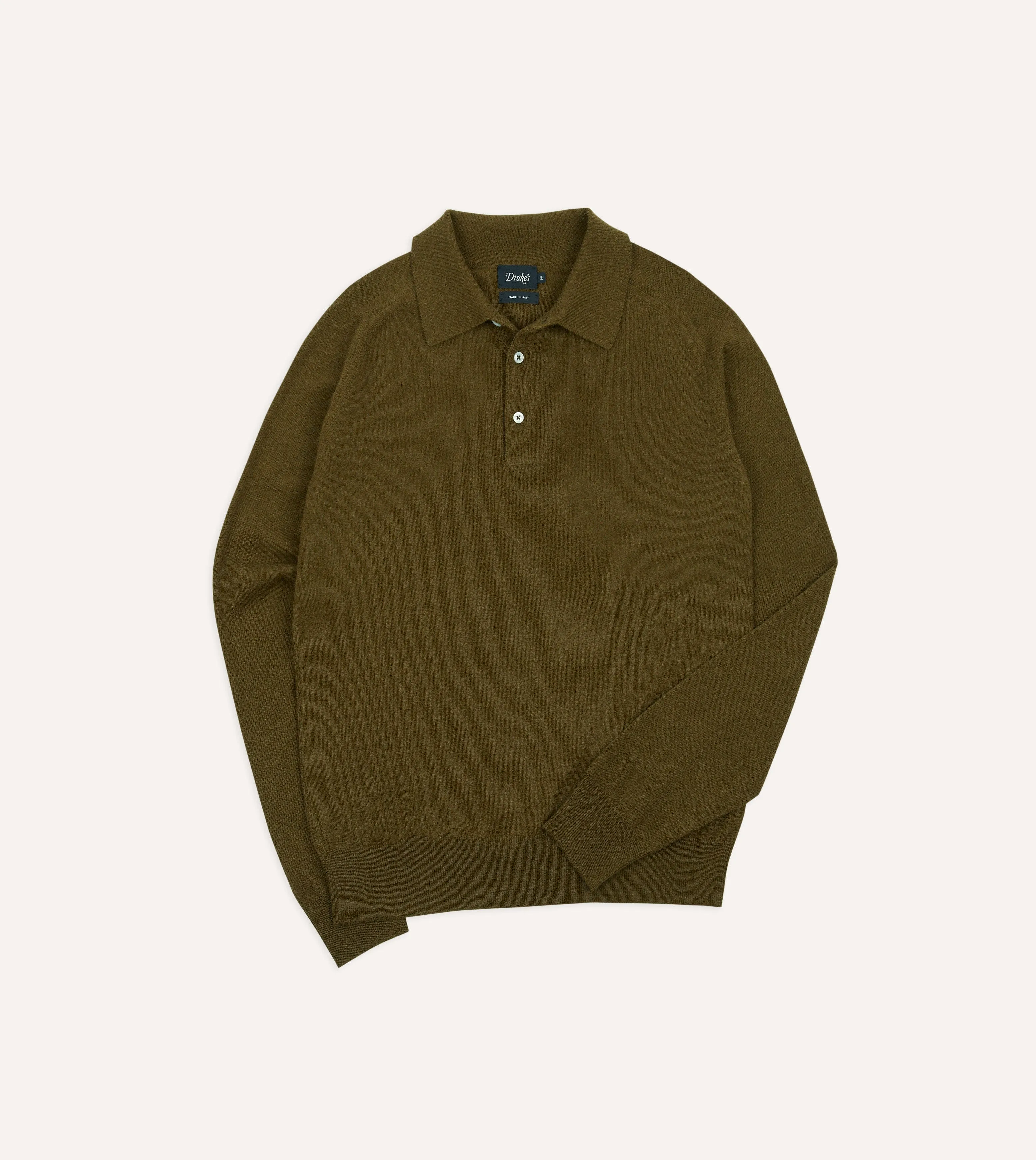 Olive Alpaca Wool Knitted Polo sold by Drake's London