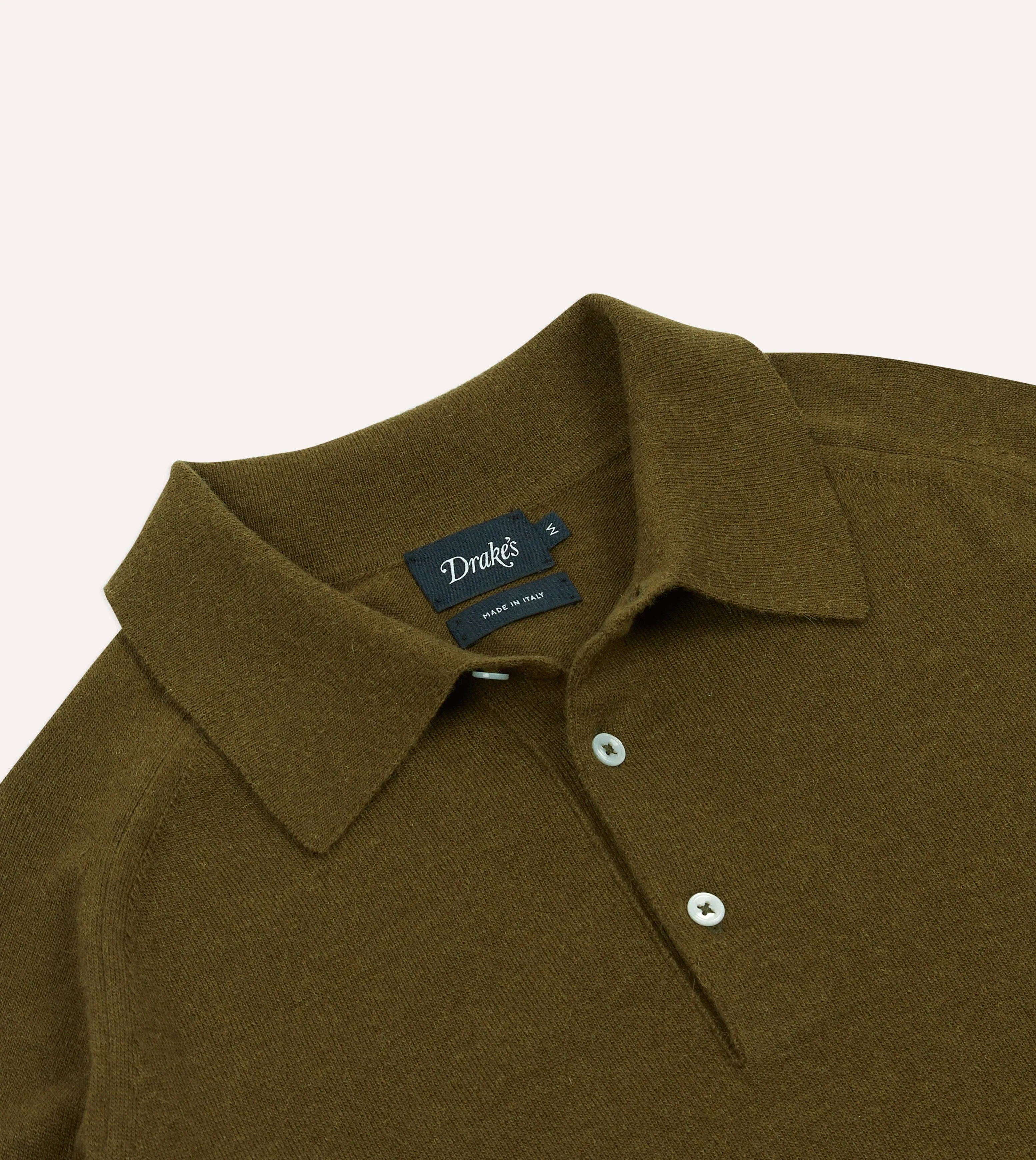 Olive Alpaca Wool Knitted Polo sold by Drake's London product image thumbnail 3