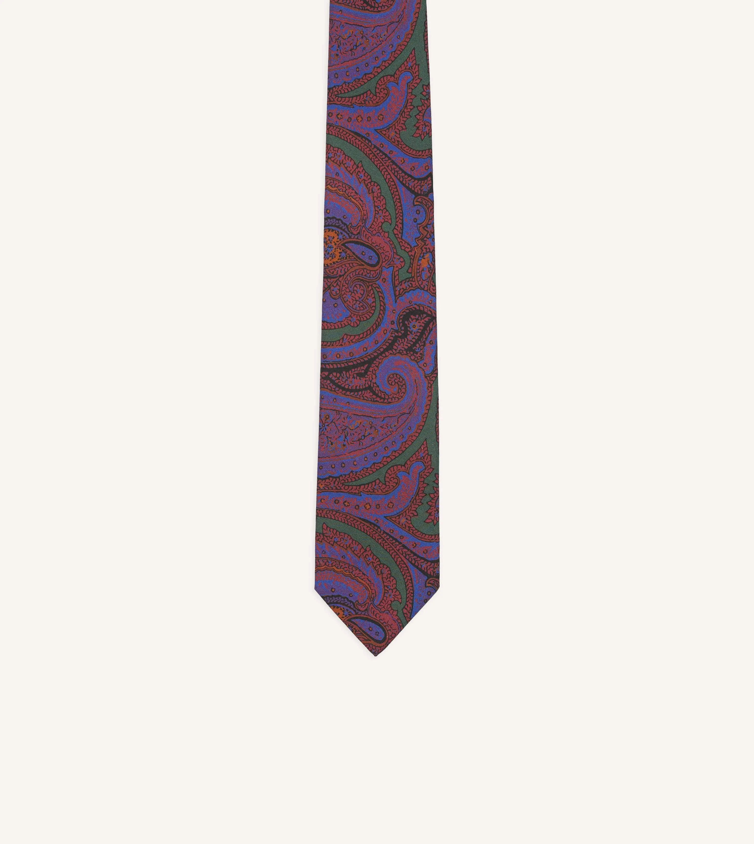 Purple Acanthus Print Silk Self Tipped Tie sold by Drake's London product image thumbnail 3