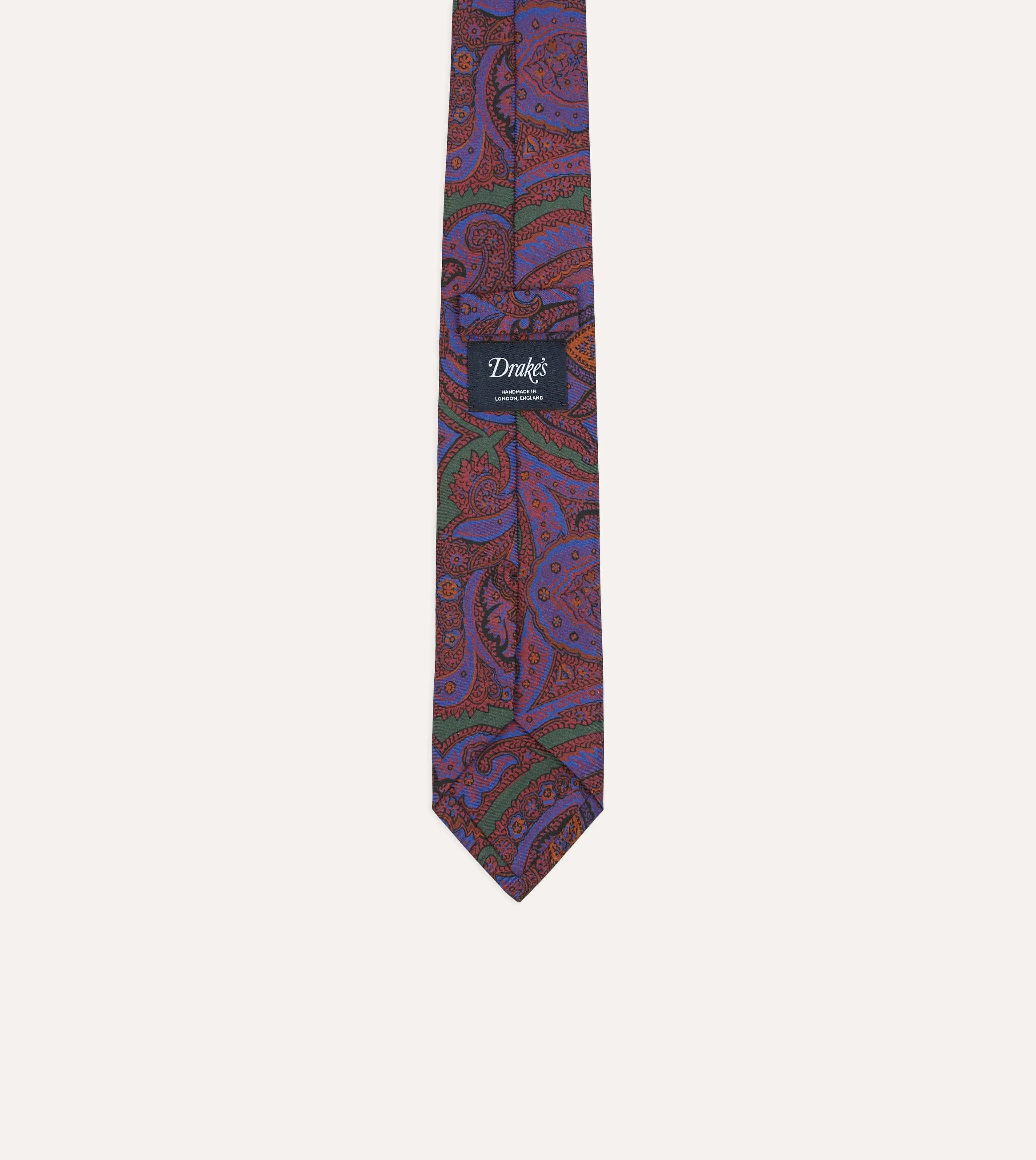 Purple Acanthus Print Silk Self Tipped Tie sold by Drake's London product image thumbnail 4