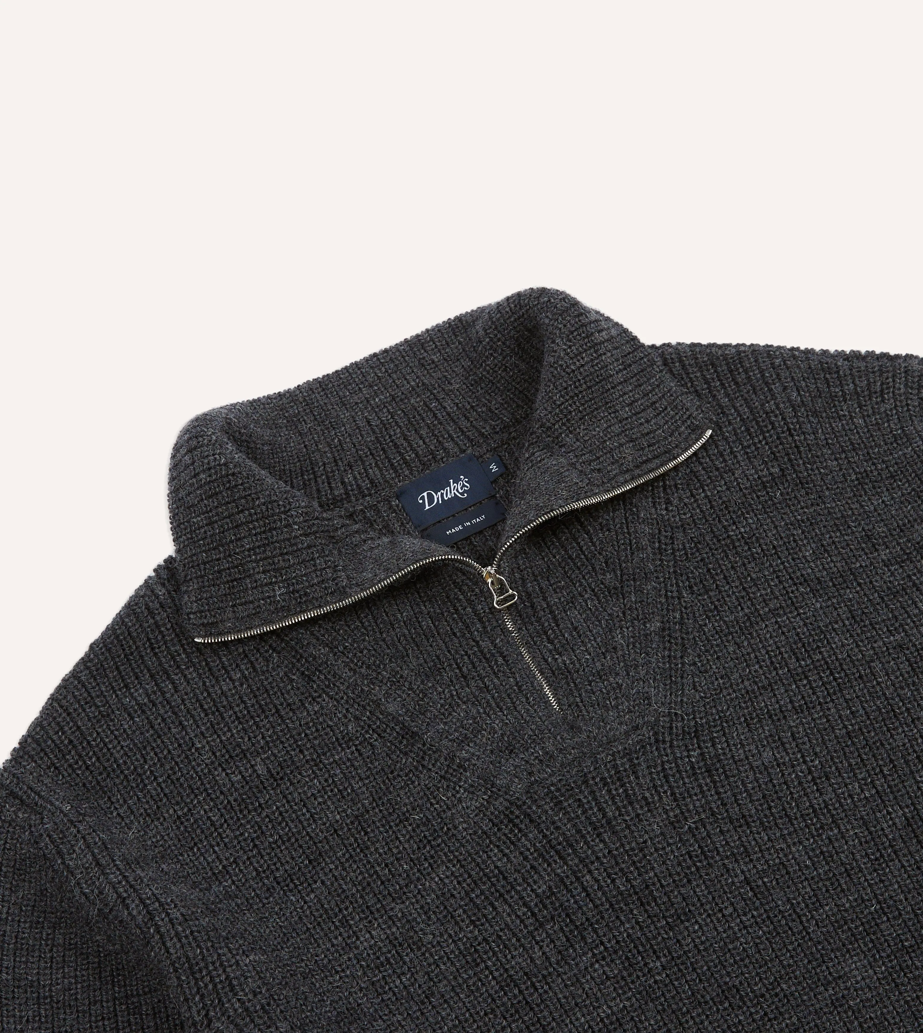 Grey Wool Quarter Zip Jumper sold by Drake's London product image thumbnail 3