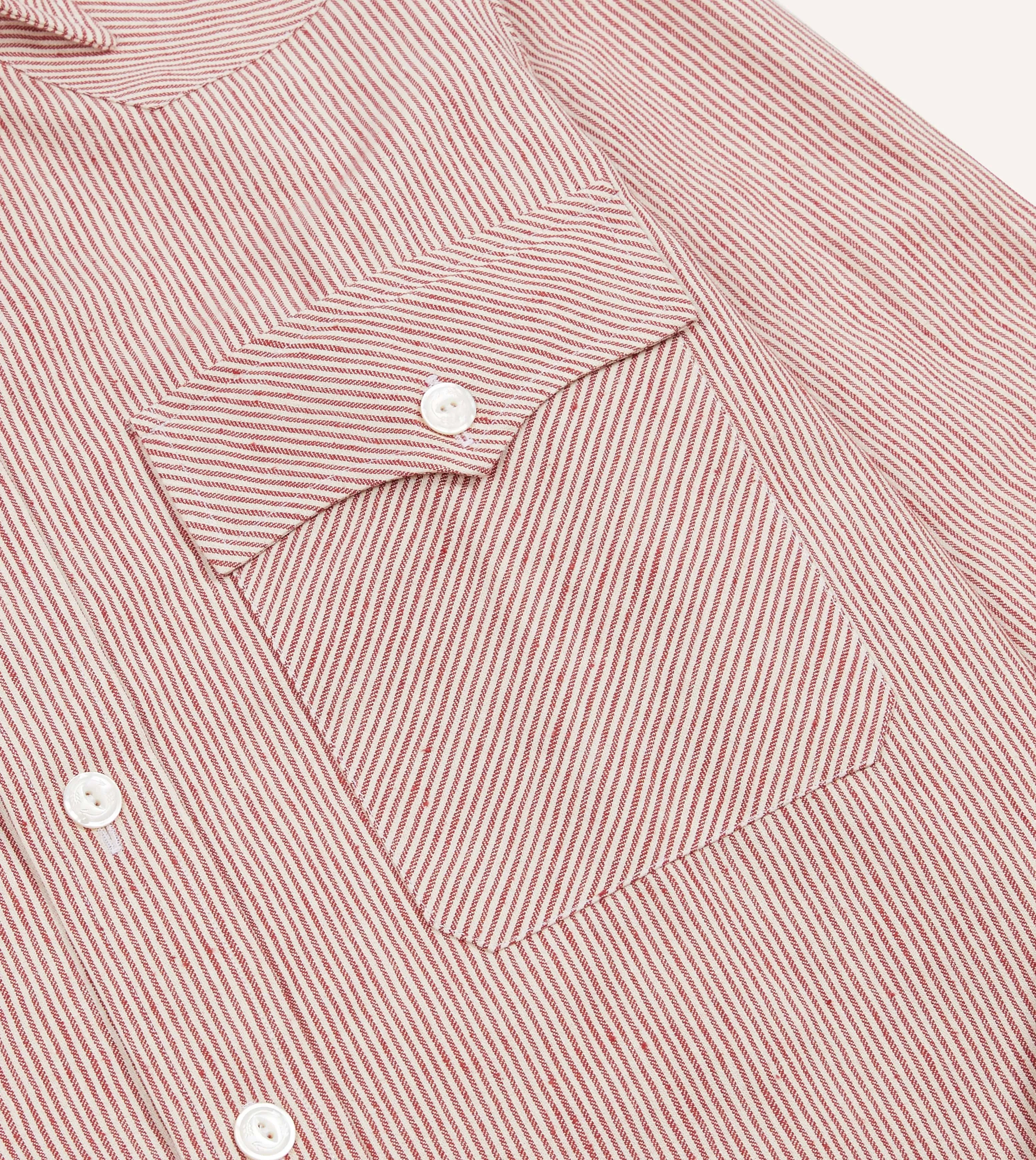 Red Brushed Cotton Two-Pocket Western Shirt sold by Drake's London product image thumbnail 4