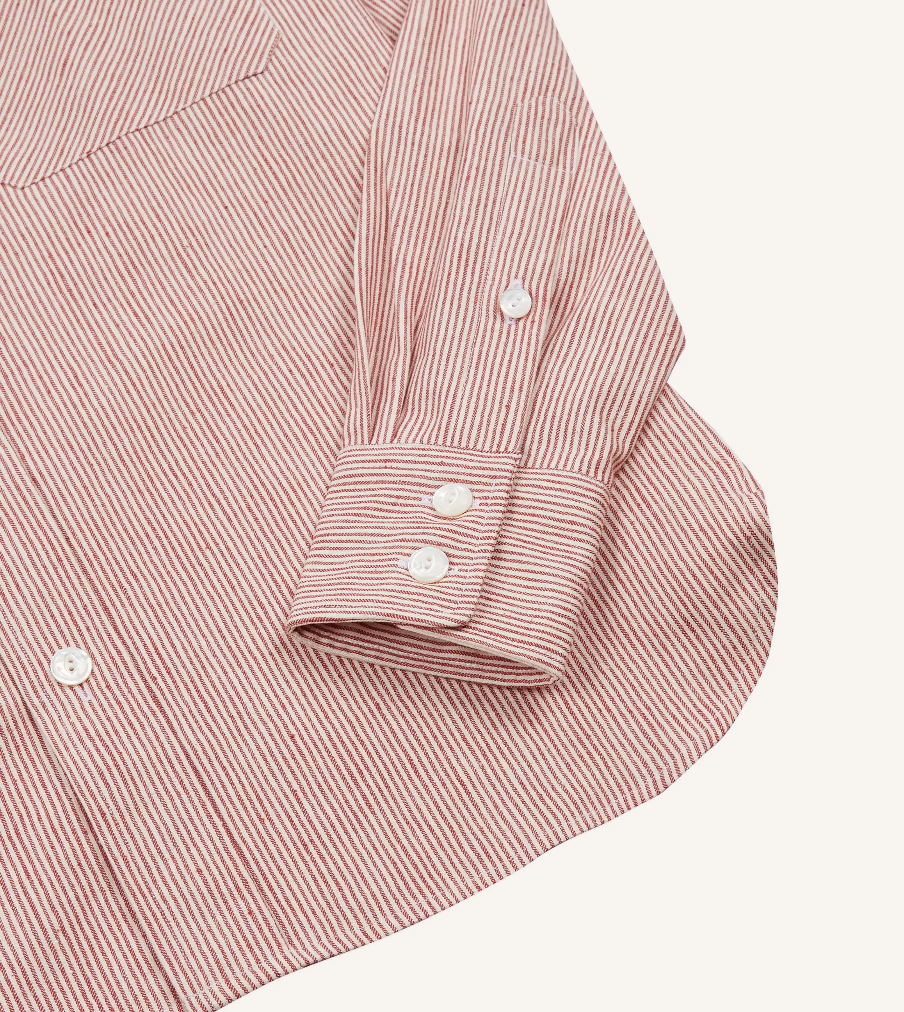 Red Brushed Cotton Two-Pocket Western Shirt sold by Drake's London product image thumbnail 5