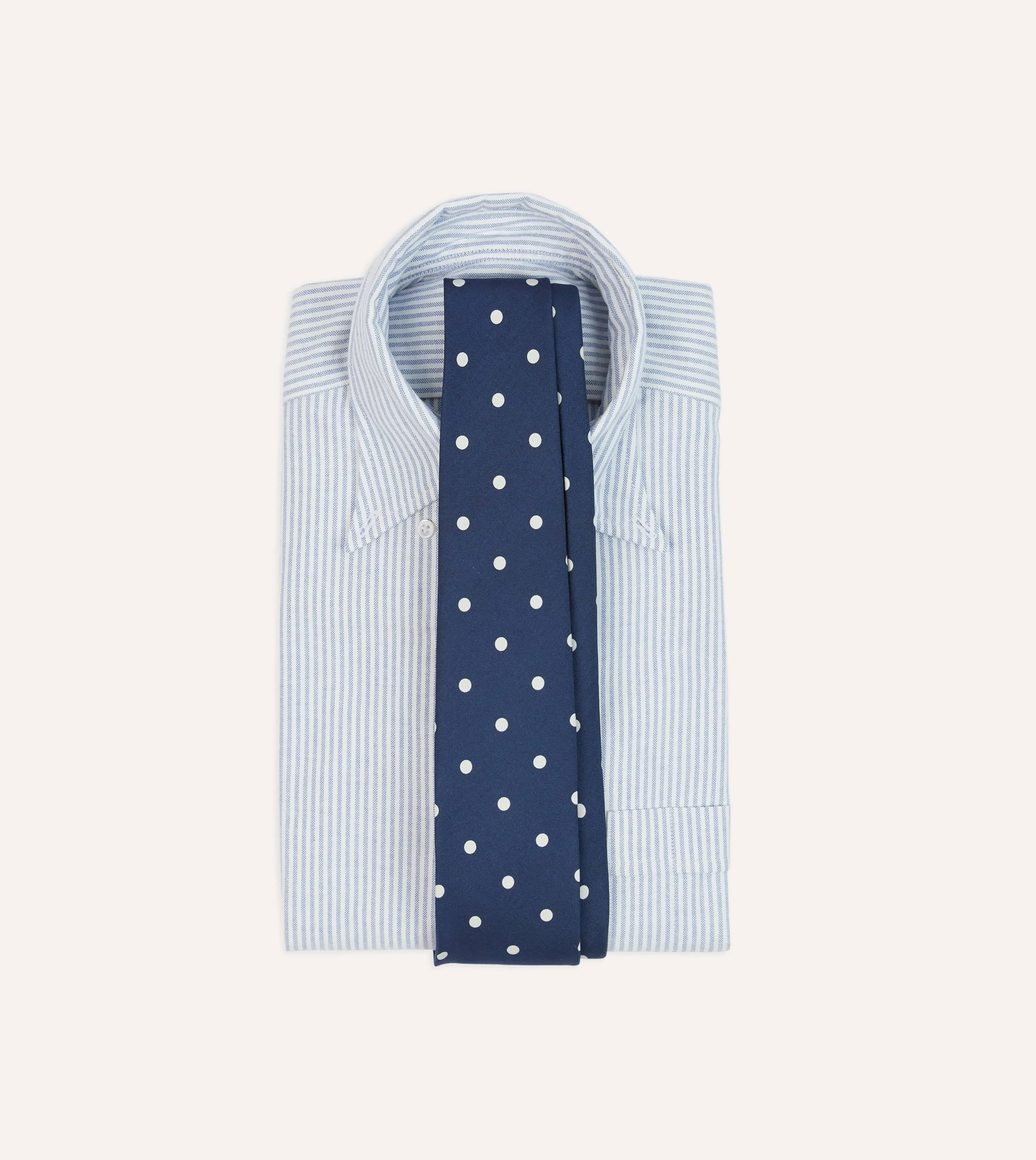 Navy Polka Dot Silk Self-Tipped Tie sold by Drake's London product image thumbnail 2