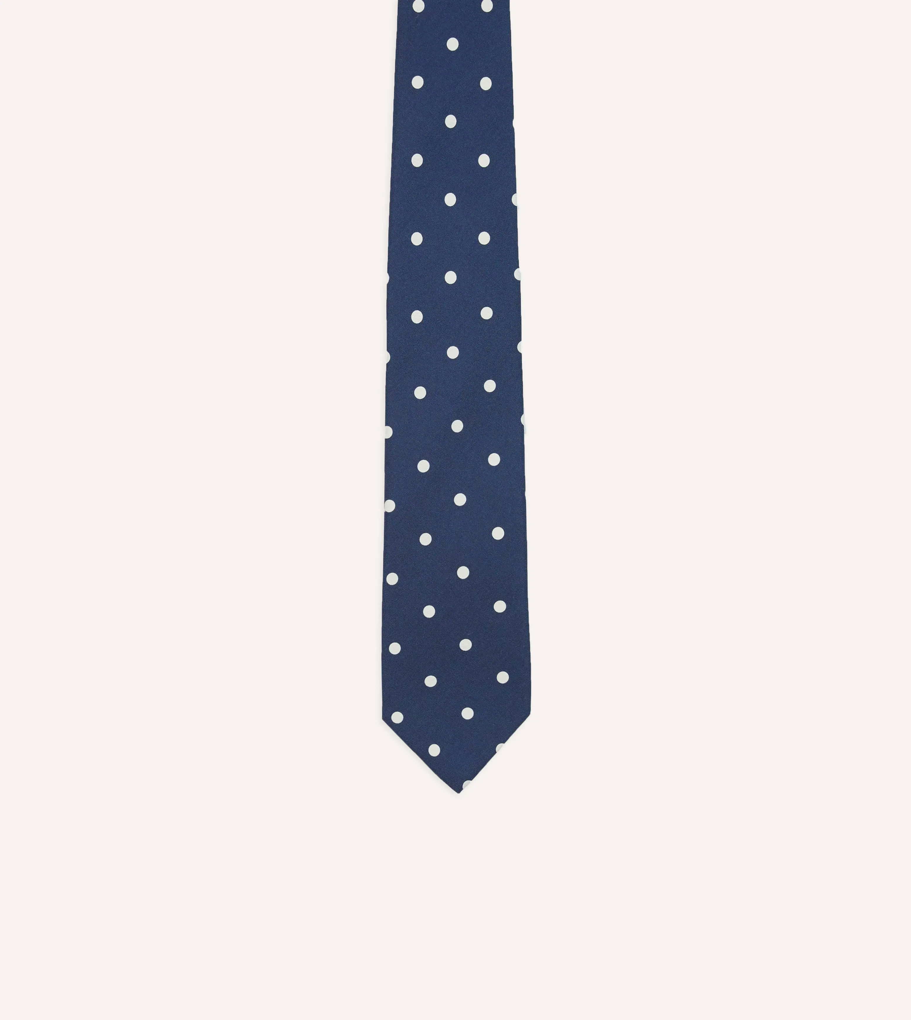 Navy Polka Dot Silk Self-Tipped Tie sold by Drake's London product image thumbnail 3