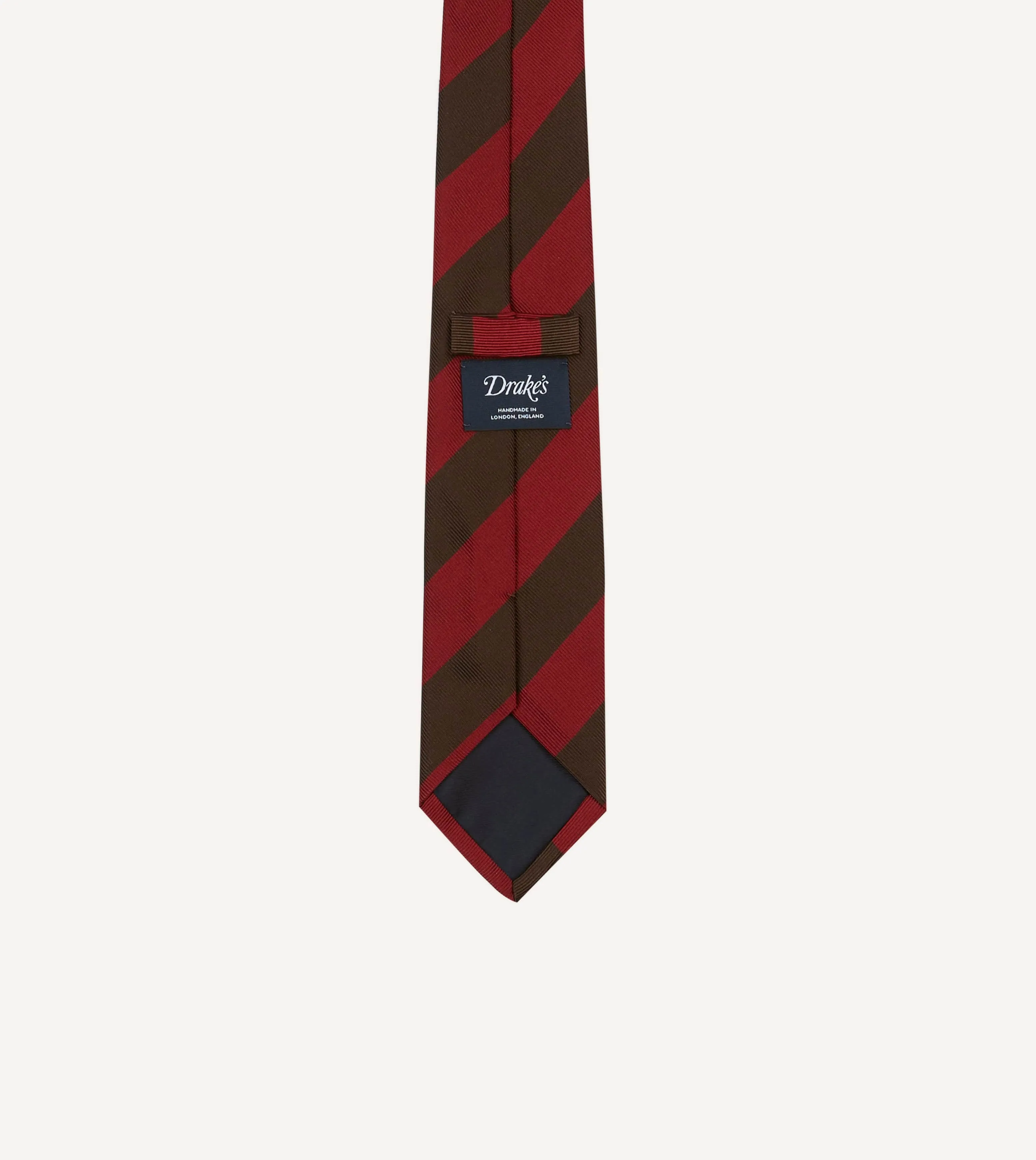 Red and Brown Block Stripe Mogador Silk Tipped Tie sold by Drake's London product image thumbnail 4