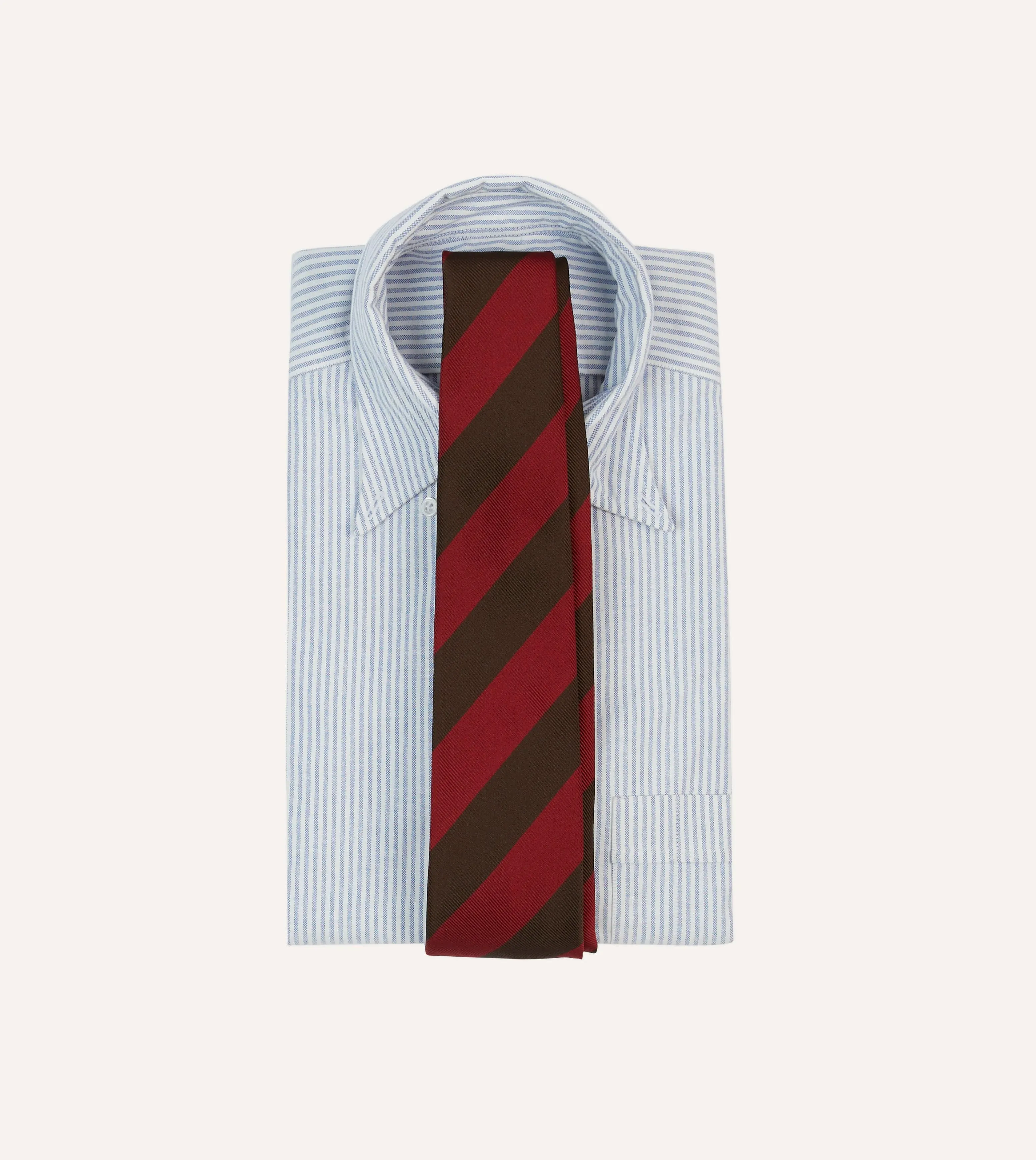 Red and Brown Block Stripe Mogador Silk Tipped Tie sold by Drake's London product image thumbnail 2
