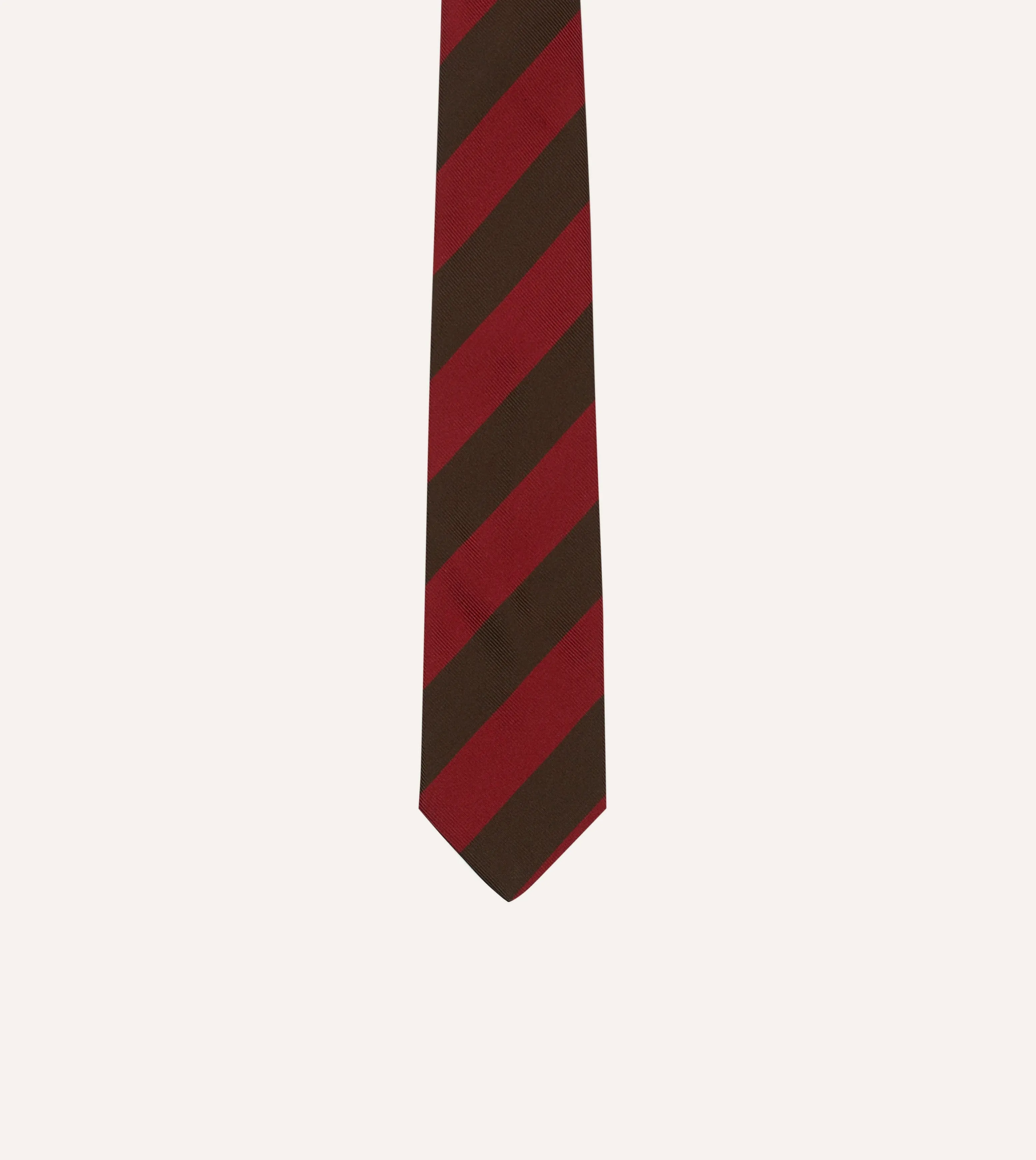 Red and Brown Block Stripe Mogador Silk Tipped Tie sold by Drake's London product image thumbnail 3