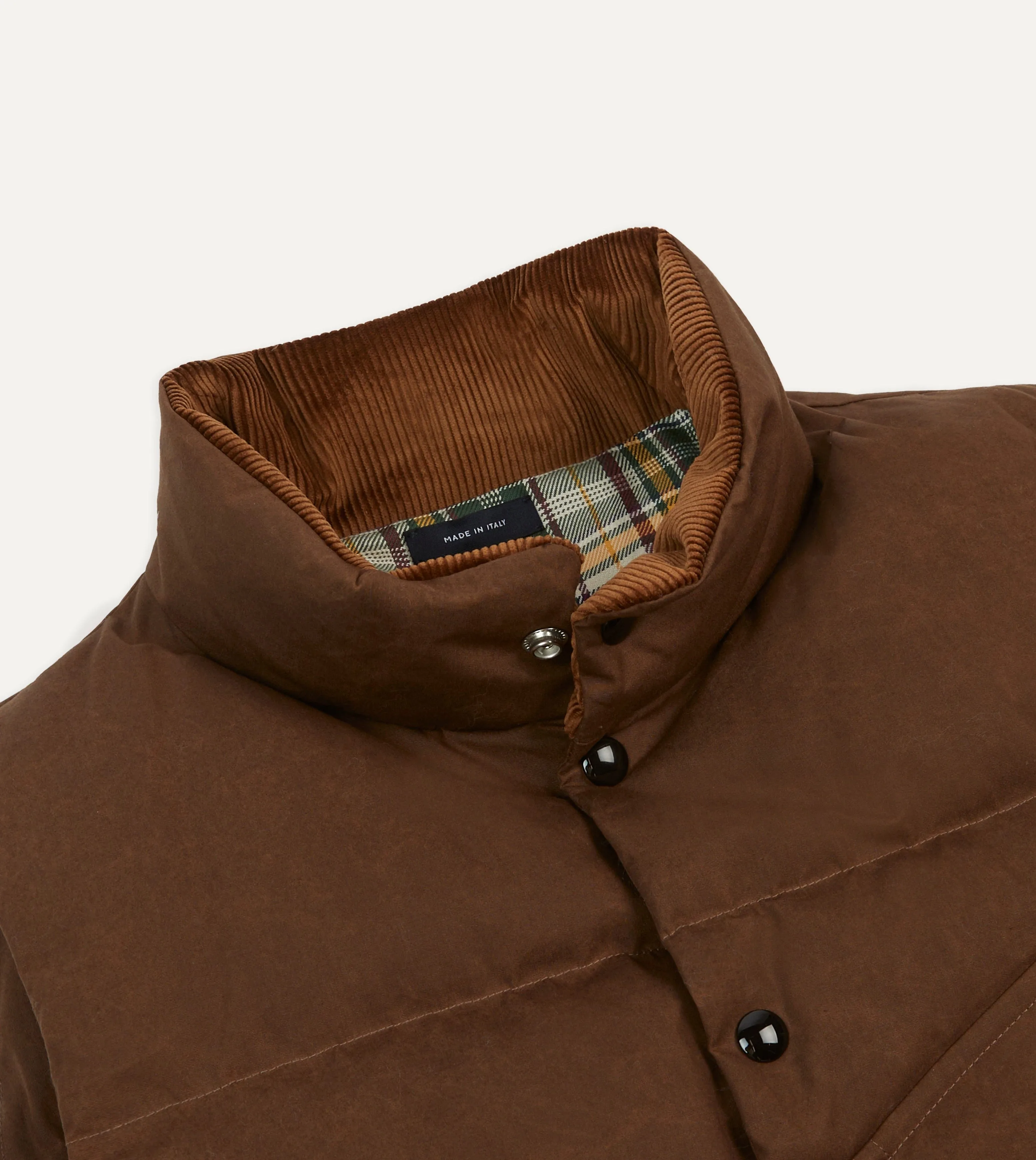 Brown Waxed Cotton Down Vest sold by Drake's London product image thumbnail 3
