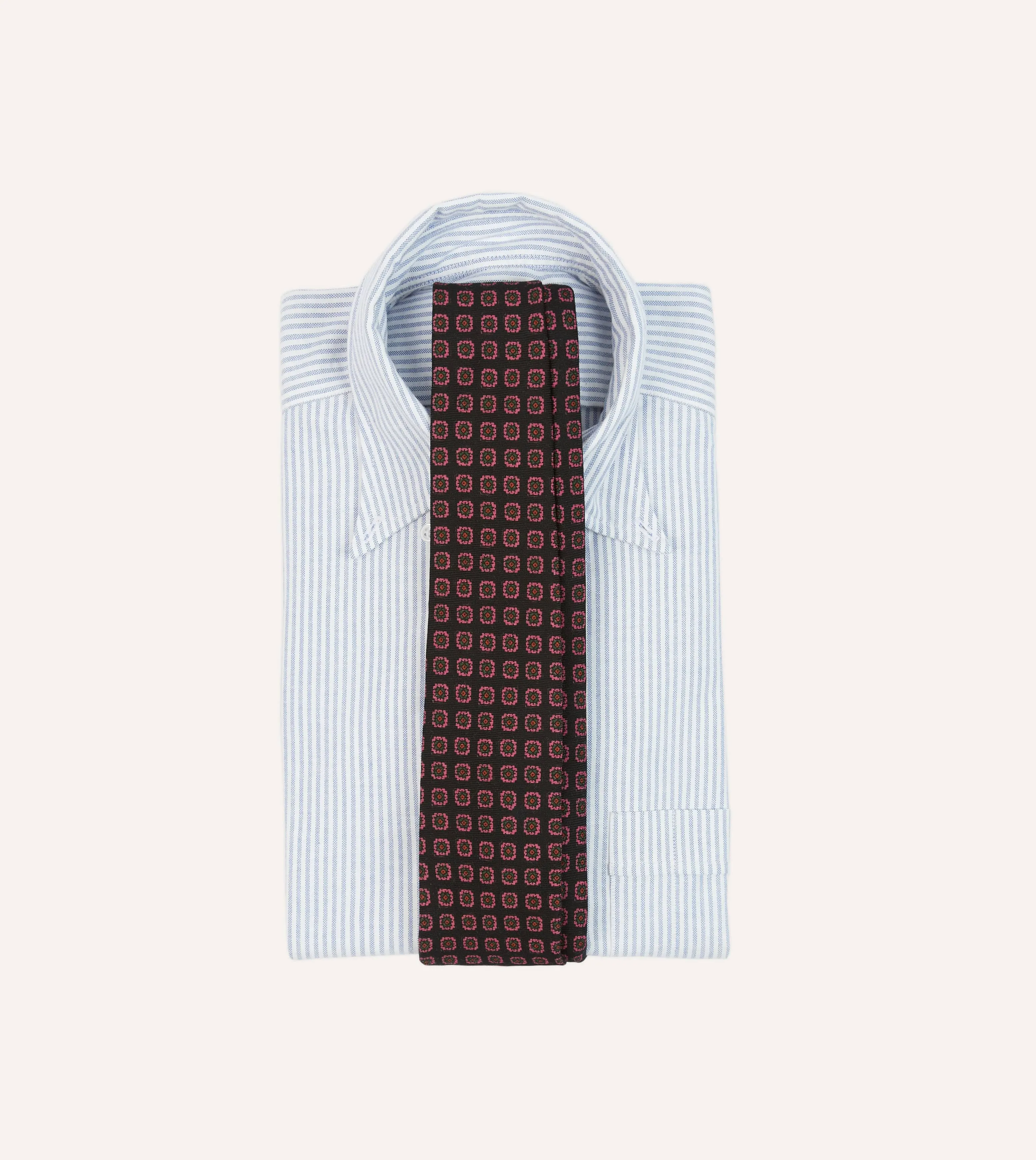 Black Red, and Green Diamond Print Check Self-Tipped Wool Tie sold by Drake's London product image thumbnail 2