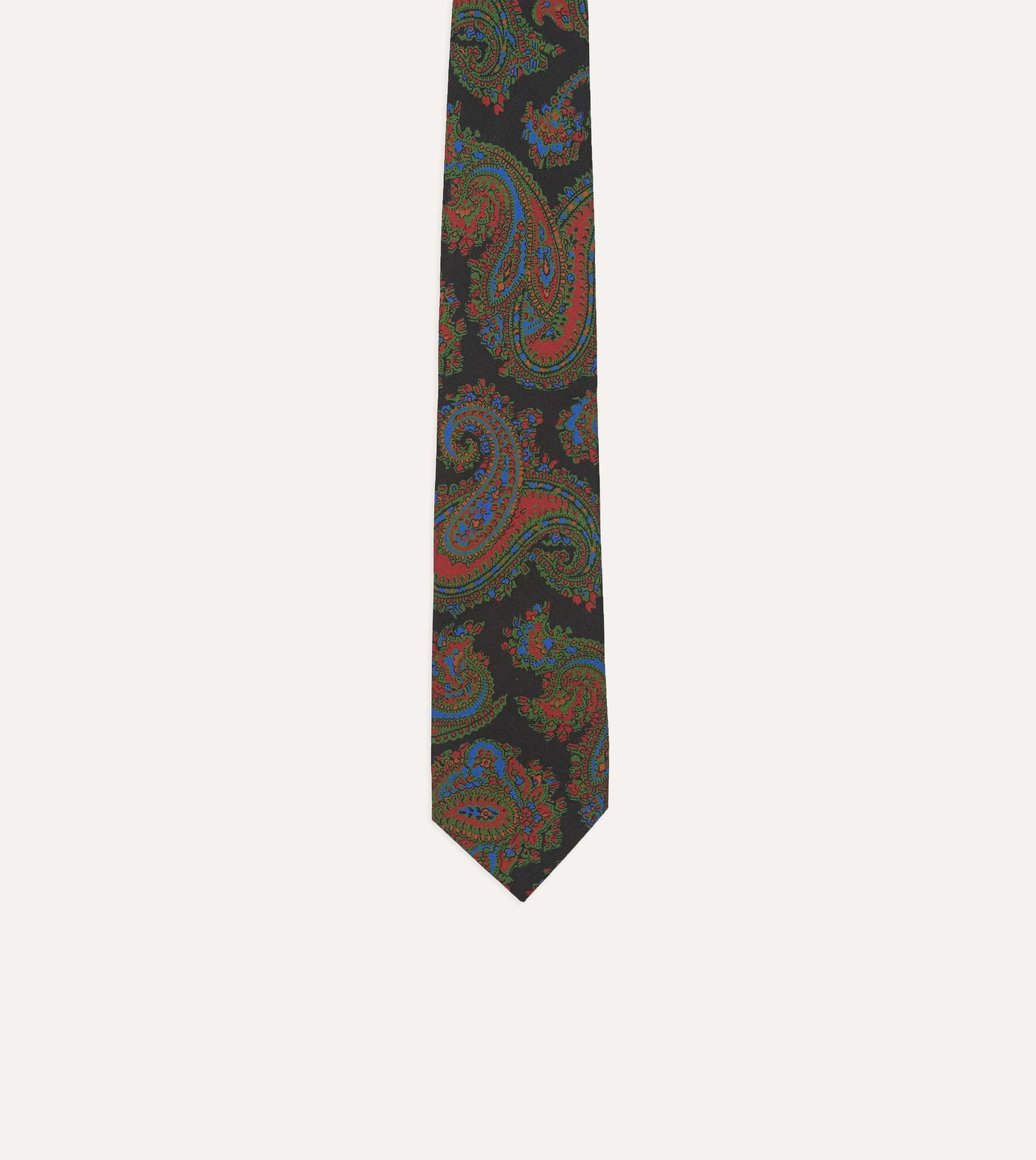 Black Paisley Print Silk Self Tipped Tie sold by Drake's London product image thumbnail 3