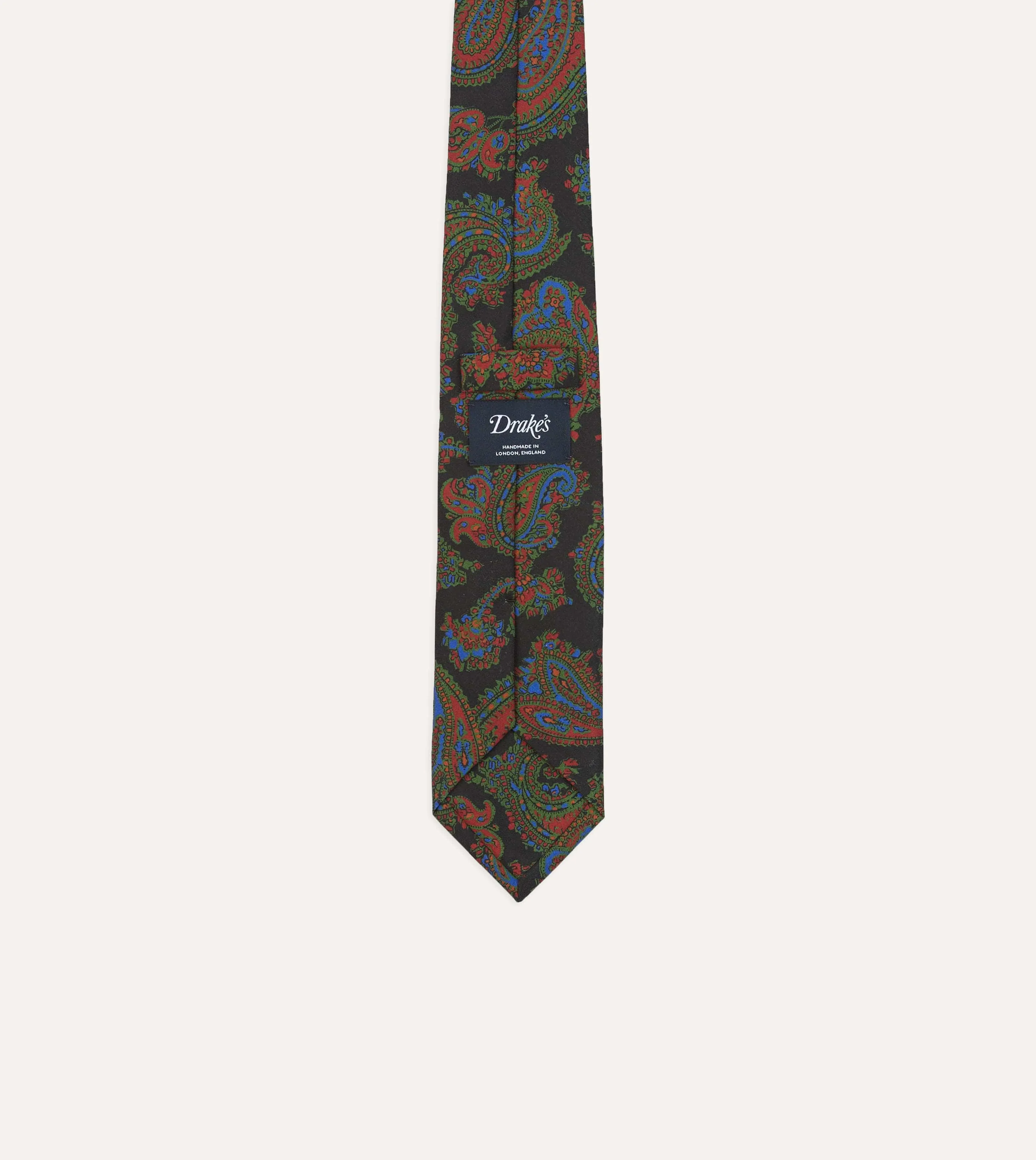 Black Paisley Print Silk Self Tipped Tie sold by Drake's London product image thumbnail 4
