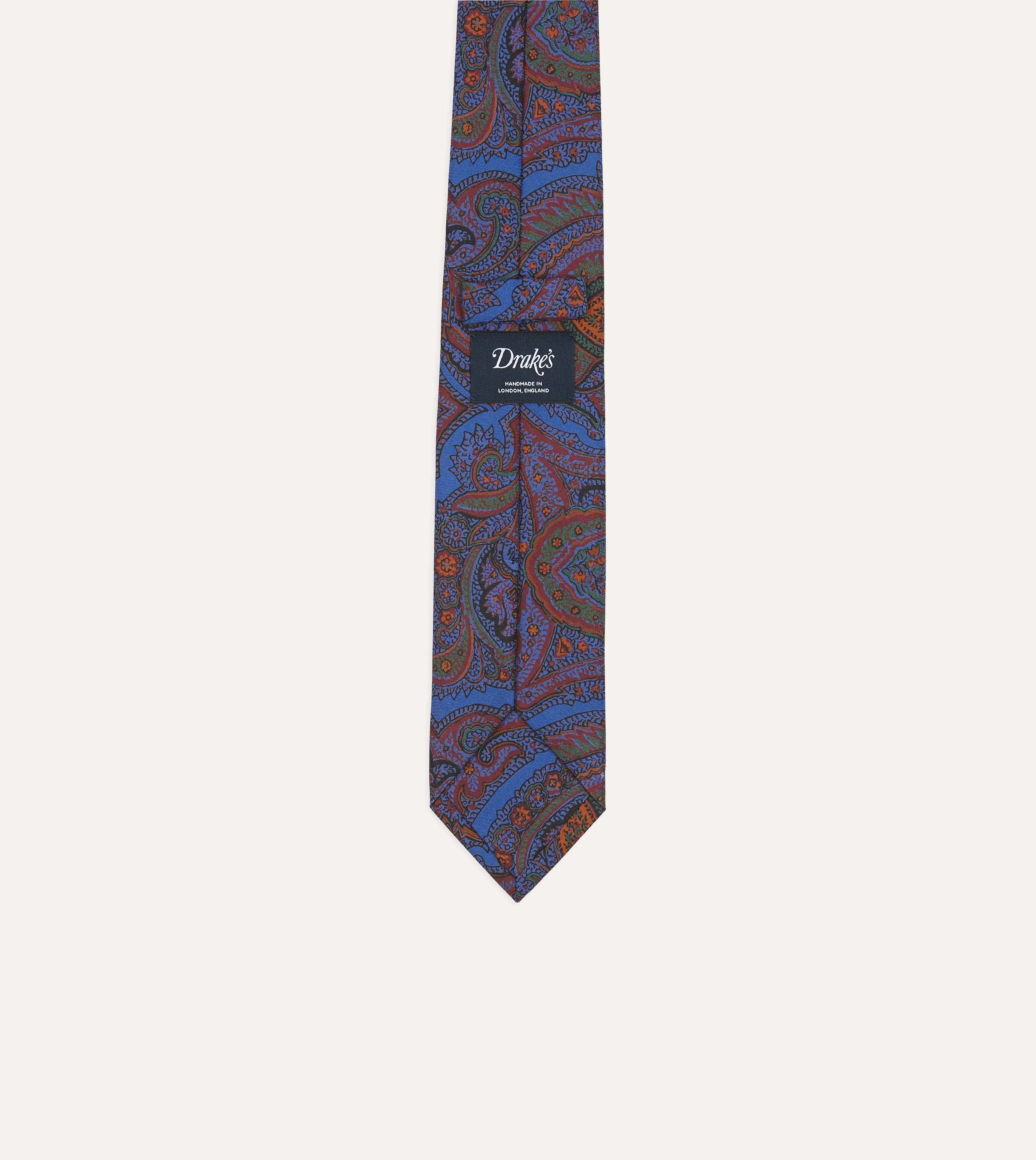 Blue Acanthus Print Silk Self Tipped Tie sold by Drake's London product image thumbnail 4