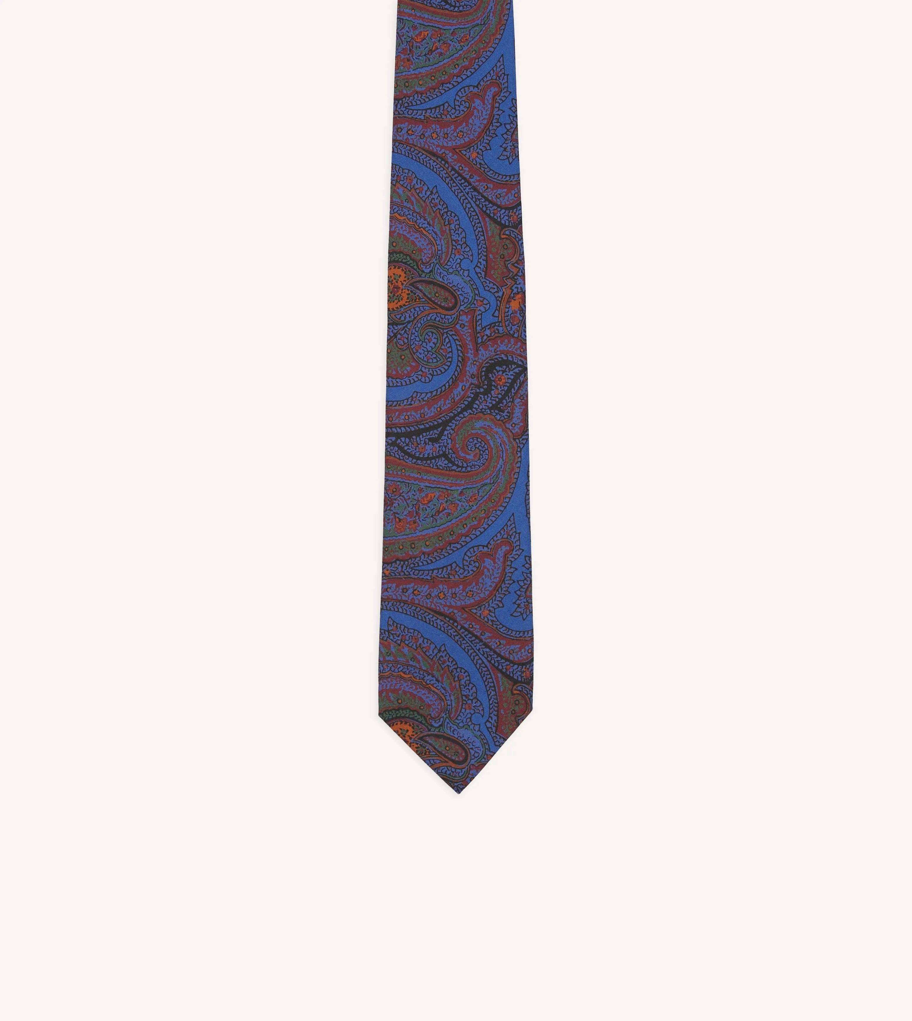 Blue Acanthus Print Silk Self Tipped Tie sold by Drake's London product image thumbnail 3