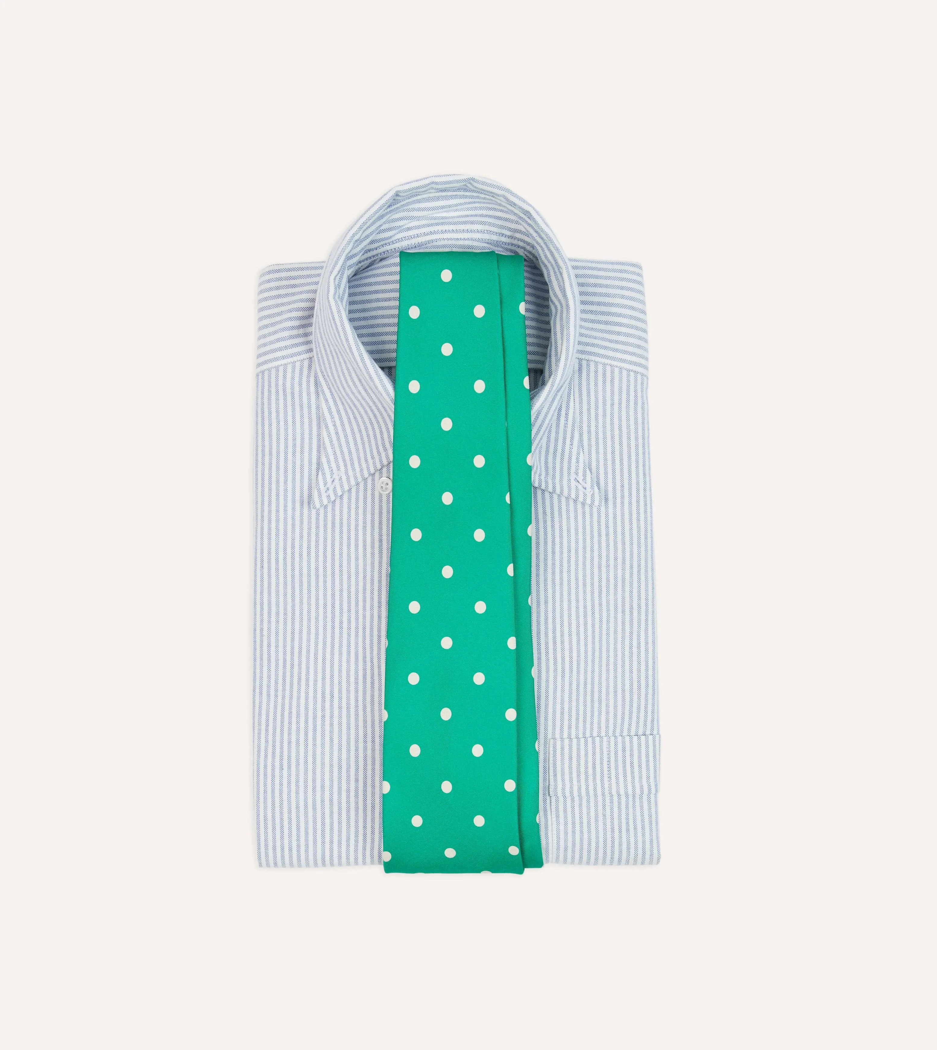 Green Polka Dot Silk Self-Tipped Tie sold by Drake's London product image thumbnail 2