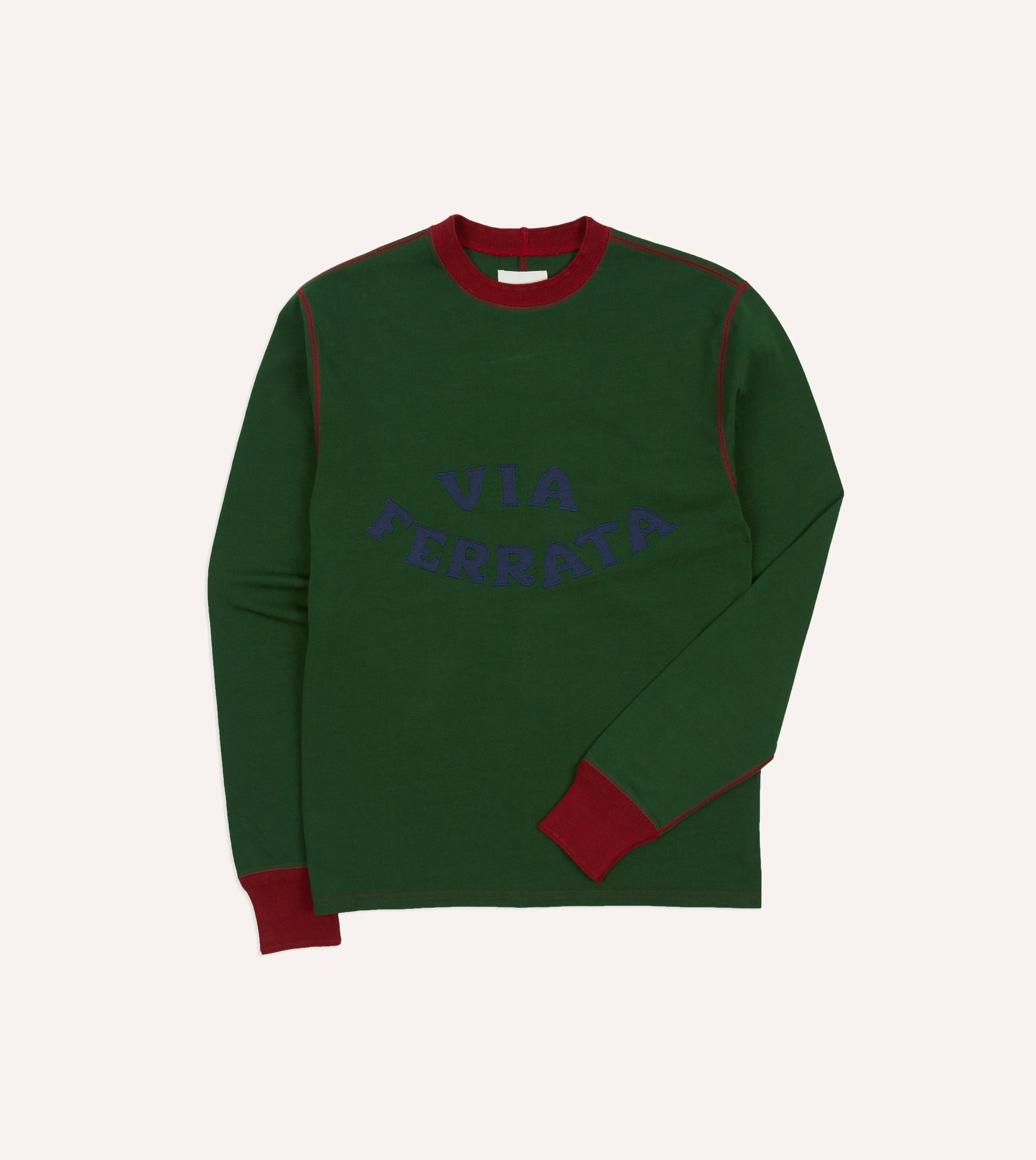 Green Via Ferrata Appliqué Cotton Long-Sleeve Hiking T-Shirt sold by Drake's London