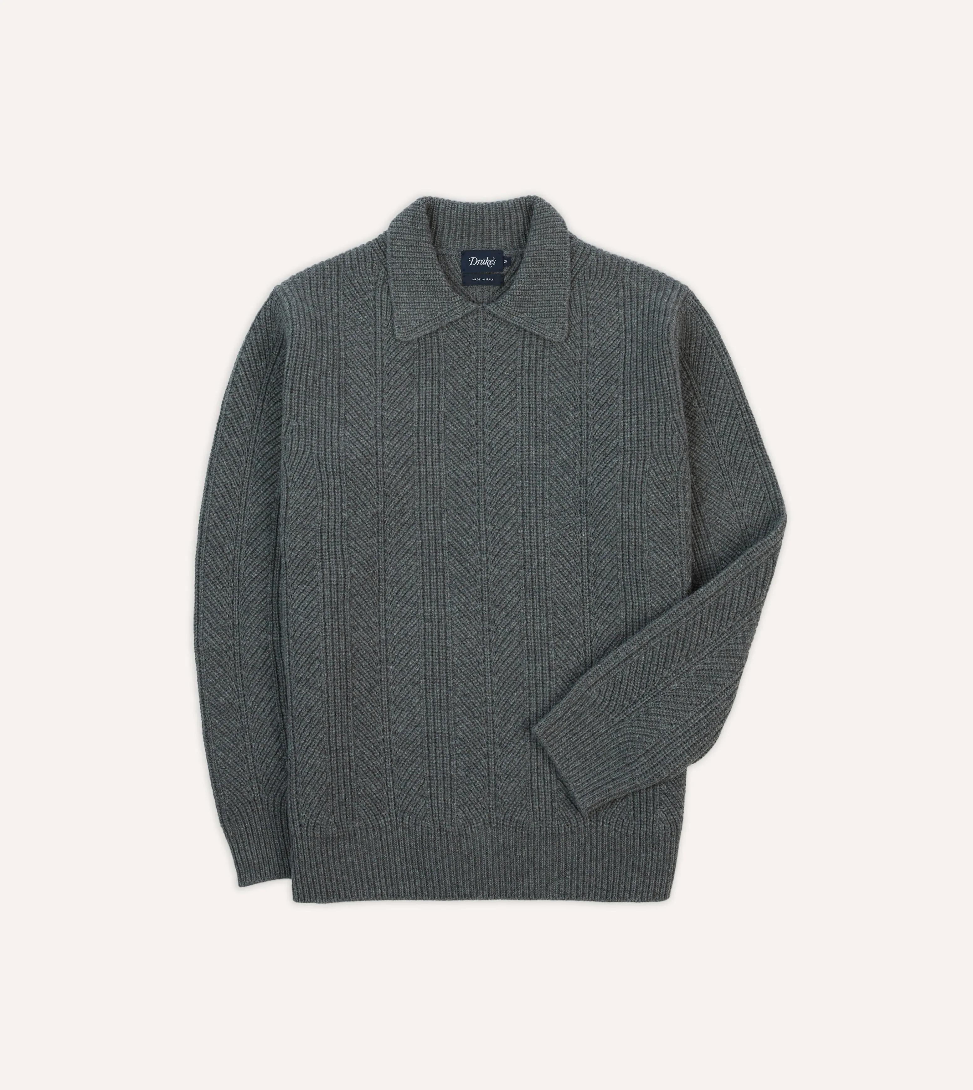 Grey Alpaca Lambswool Integral Collar Jumper sold by Drake's London