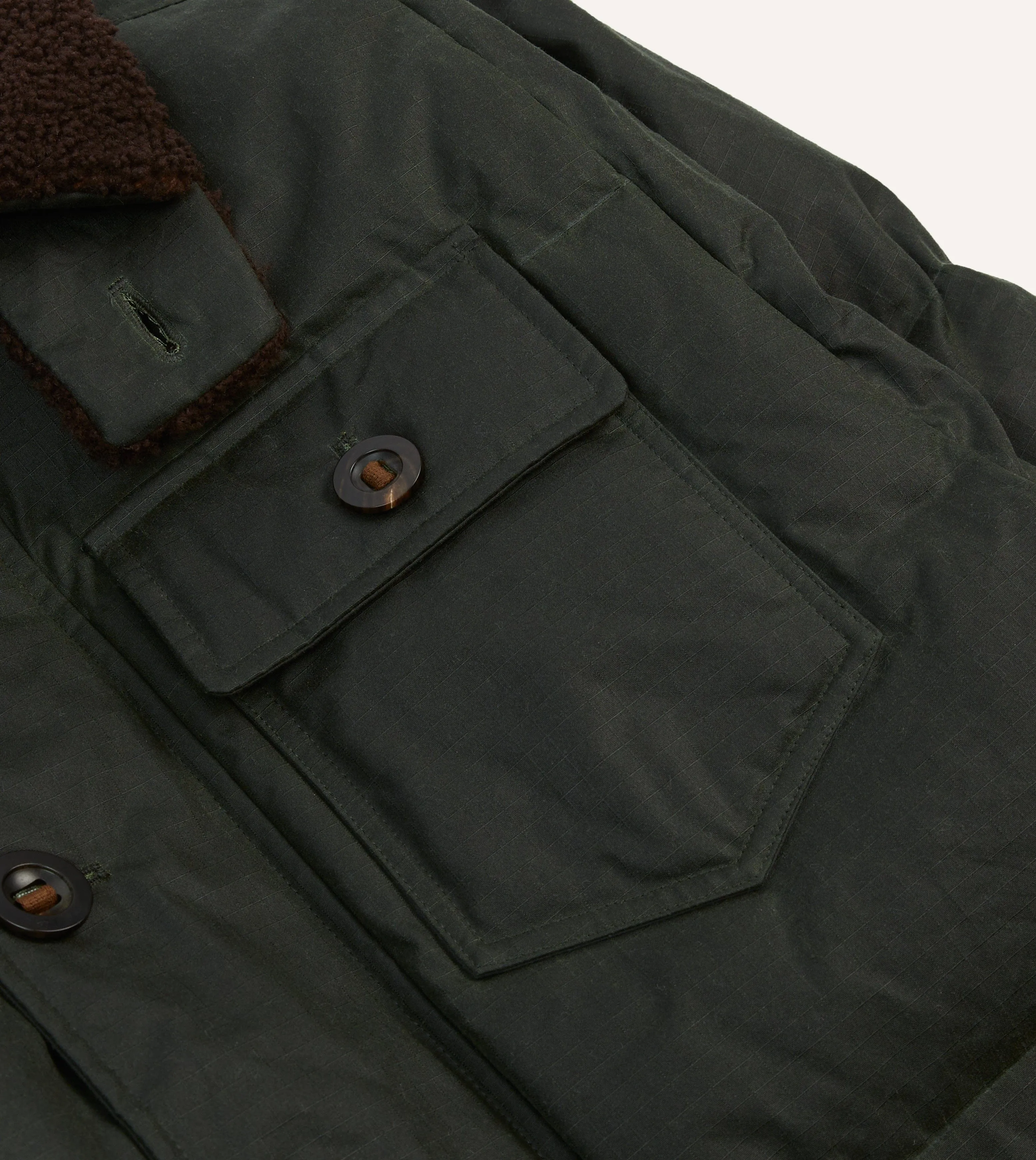 Green Waxed Cotton Expedition Parka sold by Drake's London product image thumbnail 5