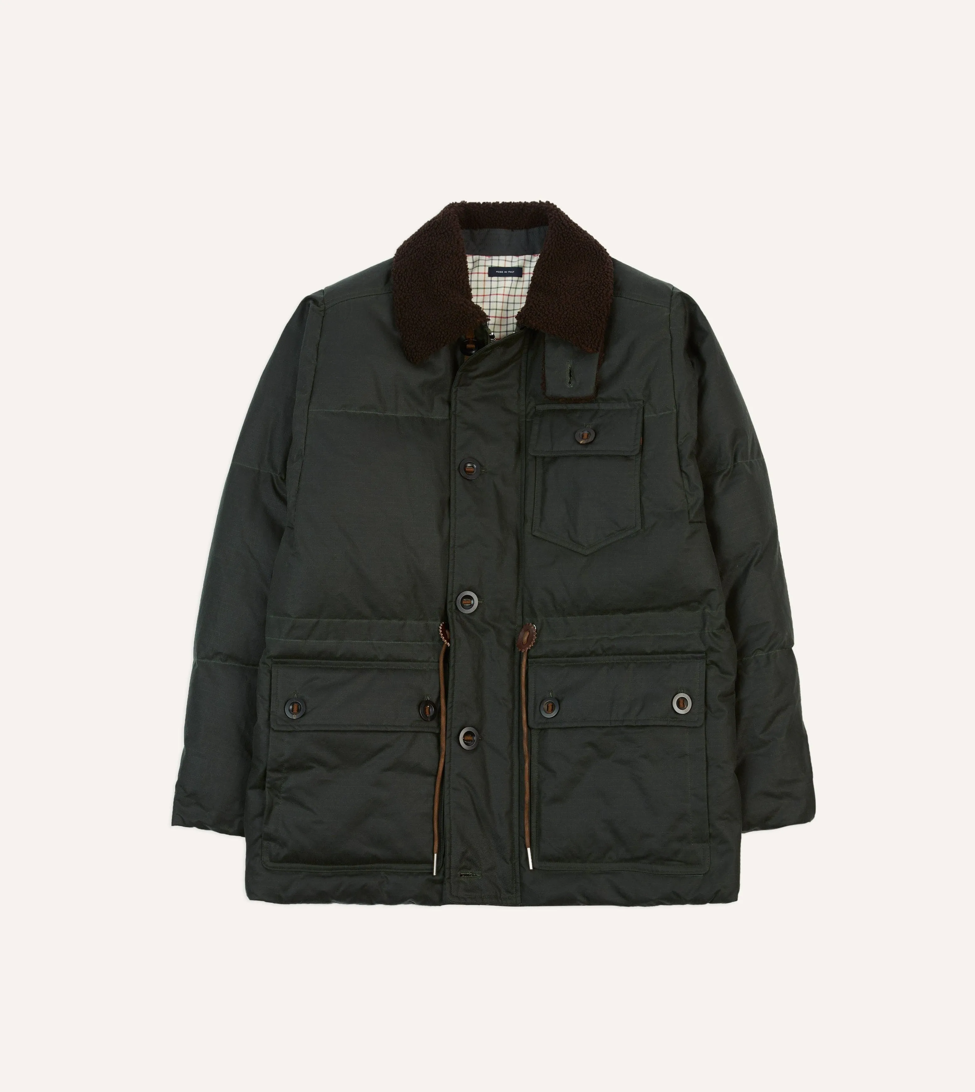Green Waxed Cotton Expedition Parka sold by Drake's London