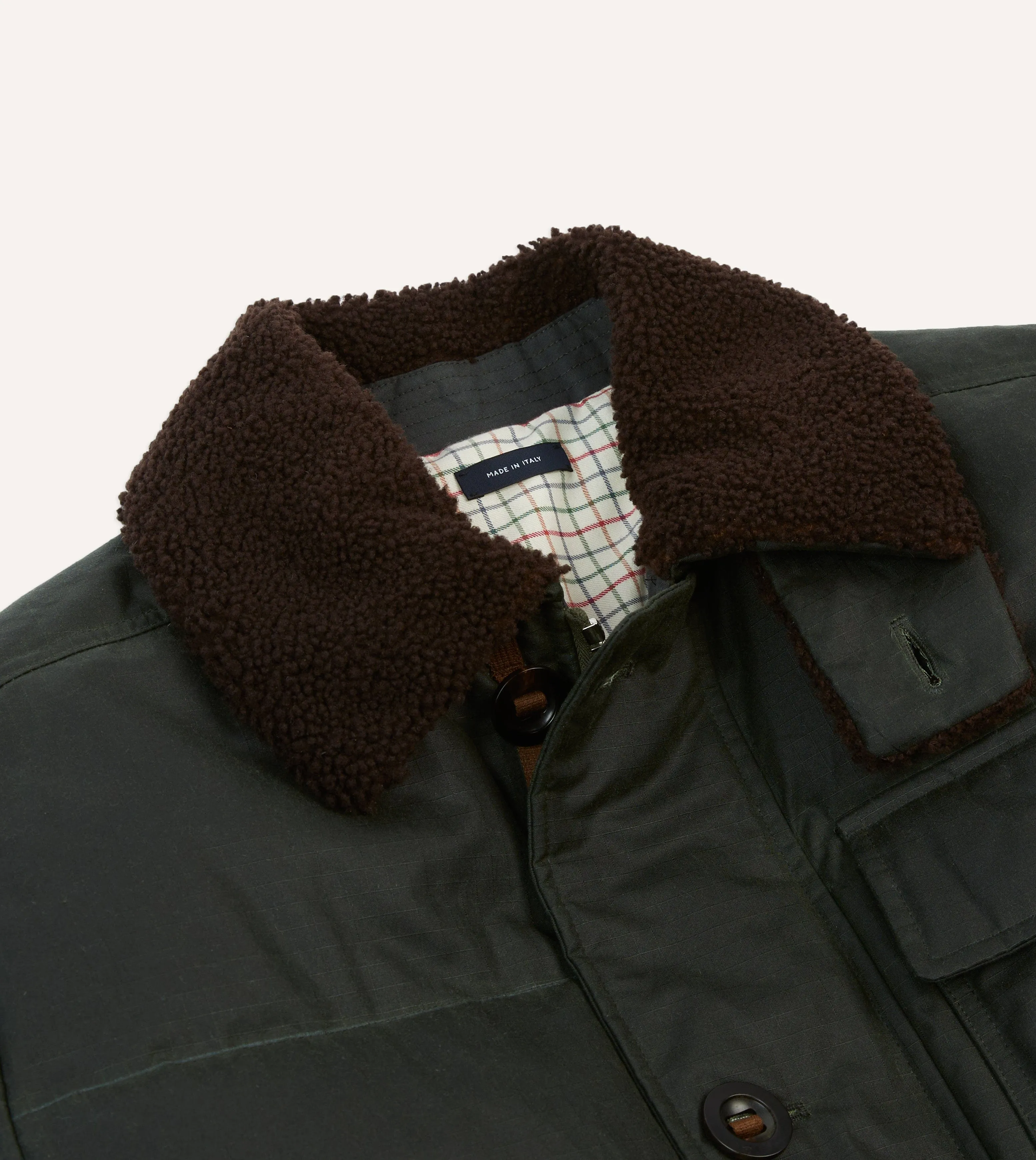 Green Waxed Cotton Expedition Parka sold by Drake's London product image thumbnail 3