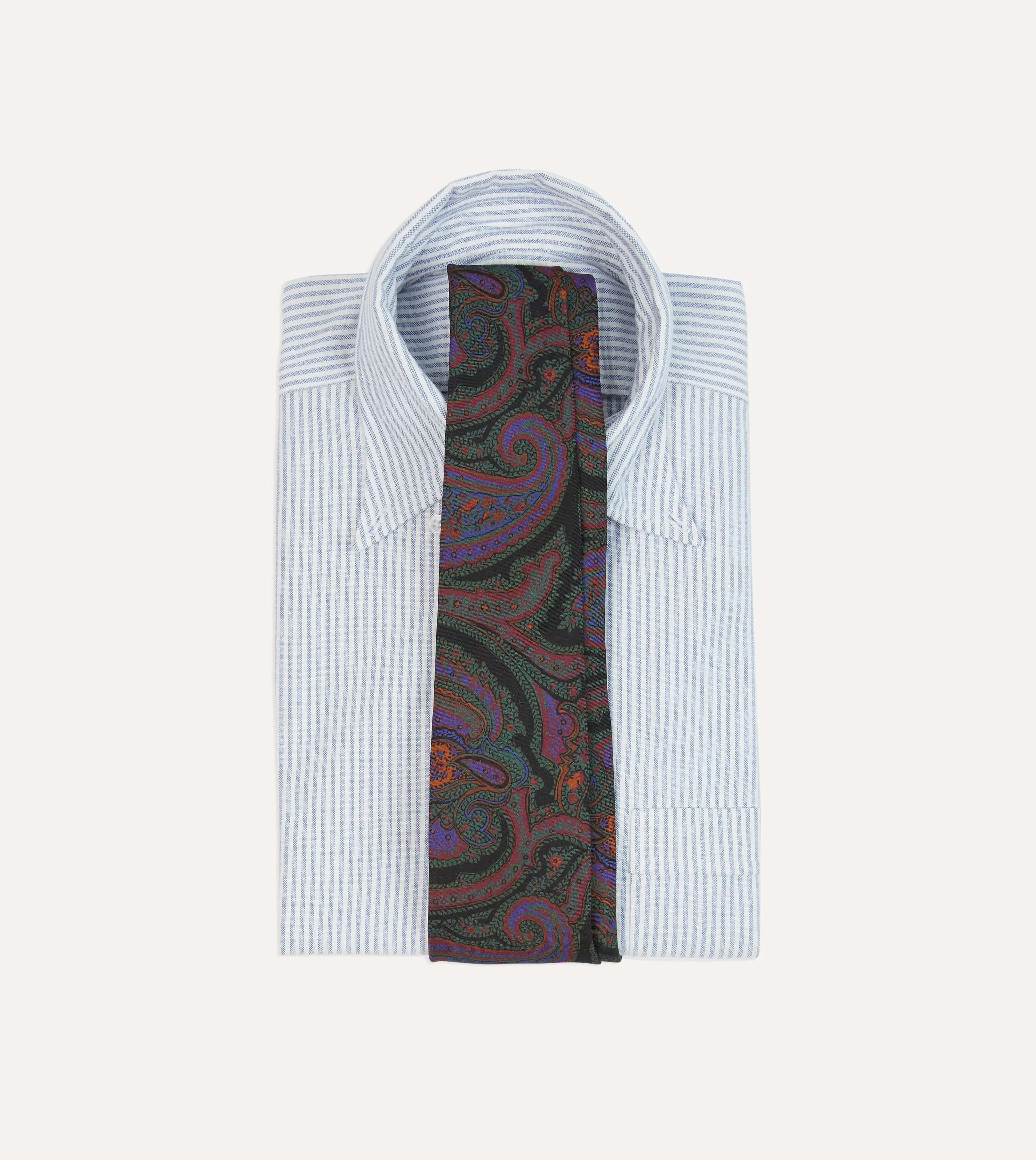 Green Acanthus Print Silk Self Tipped Tie sold by Drake's London product image thumbnail 2