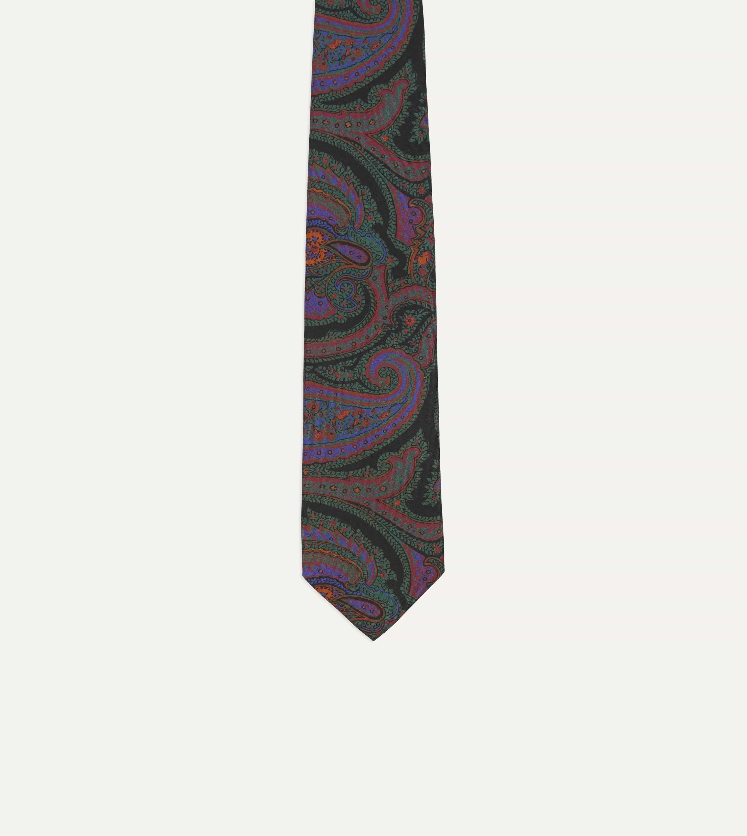 Green Acanthus Print Silk Self Tipped Tie sold by Drake's London product image thumbnail 3
