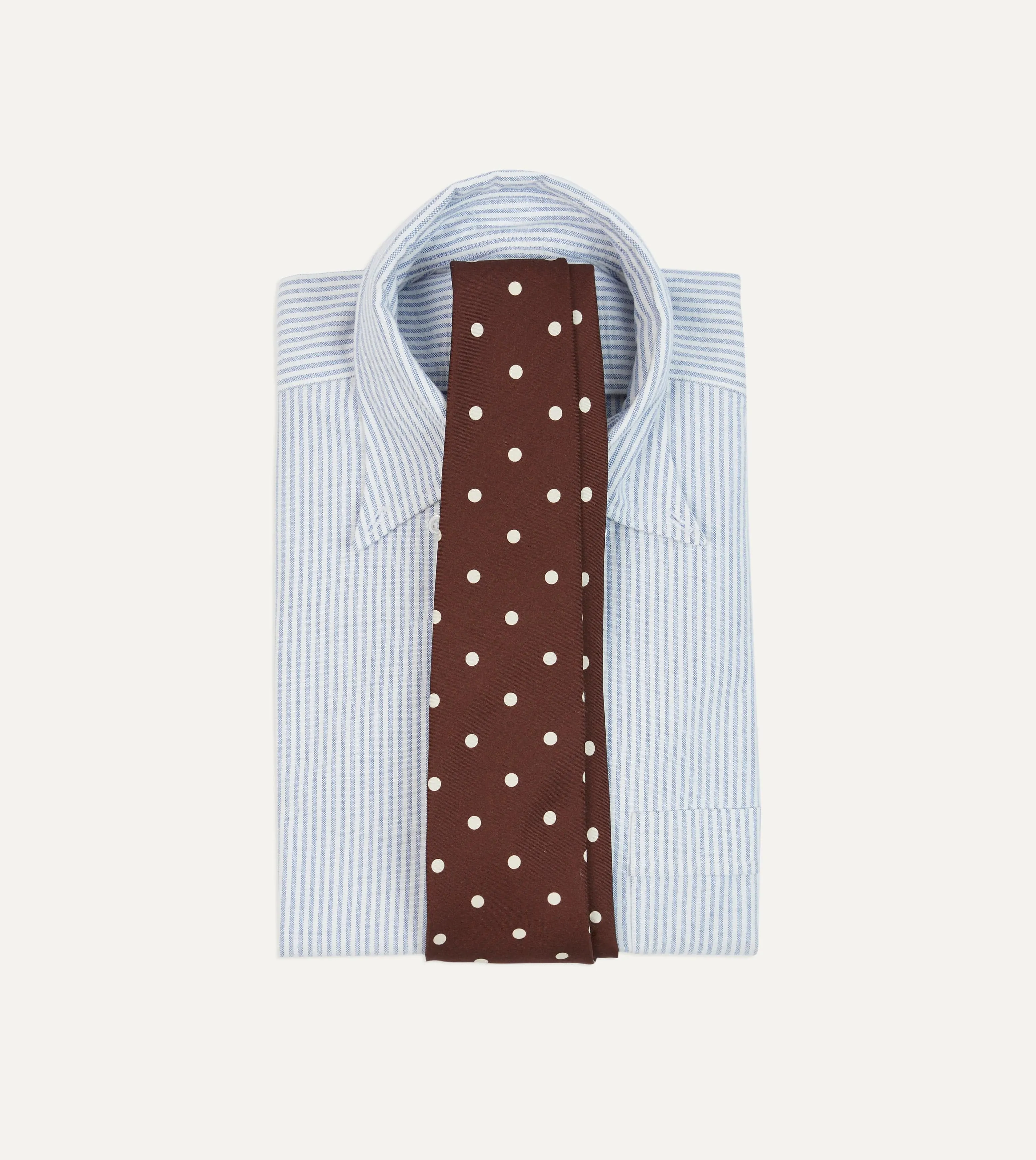 Brown Polka Dot Silk Self-Tipped Tie sold by Drake's London product image thumbnail 2