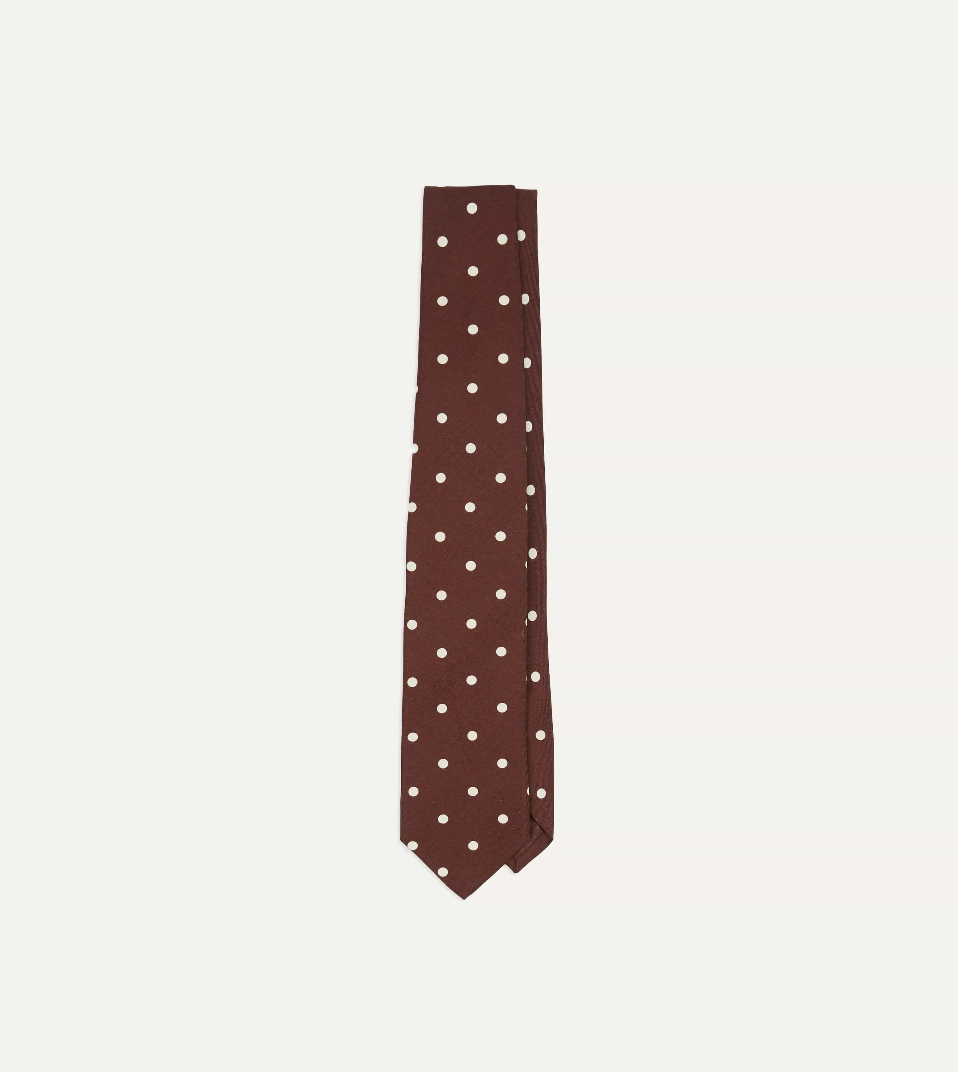 Brown Polka Dot Silk Self-Tipped Tie sold by Drake's London