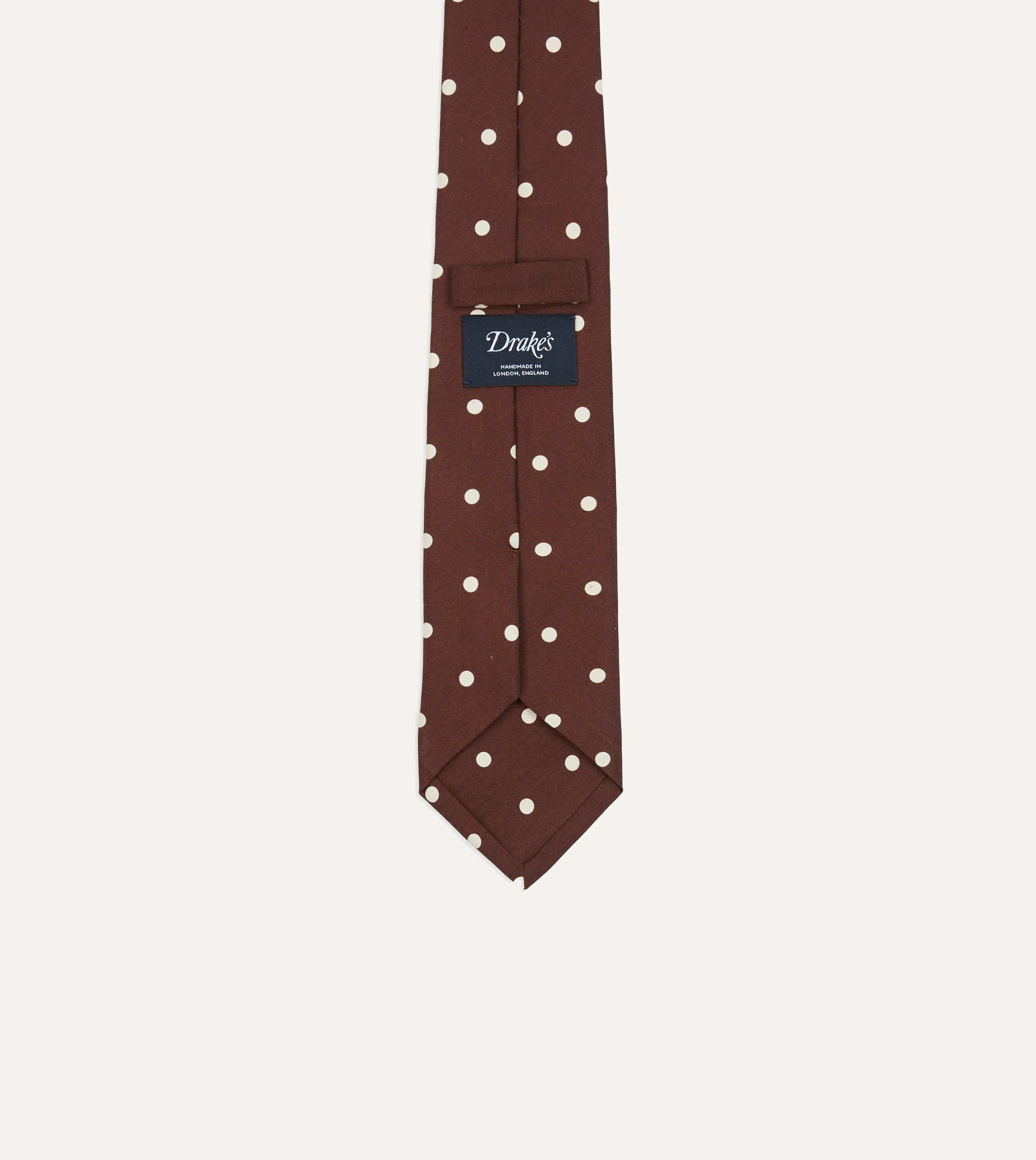 Brown Polka Dot Silk Self-Tipped Tie sold by Drake's London product image thumbnail 4