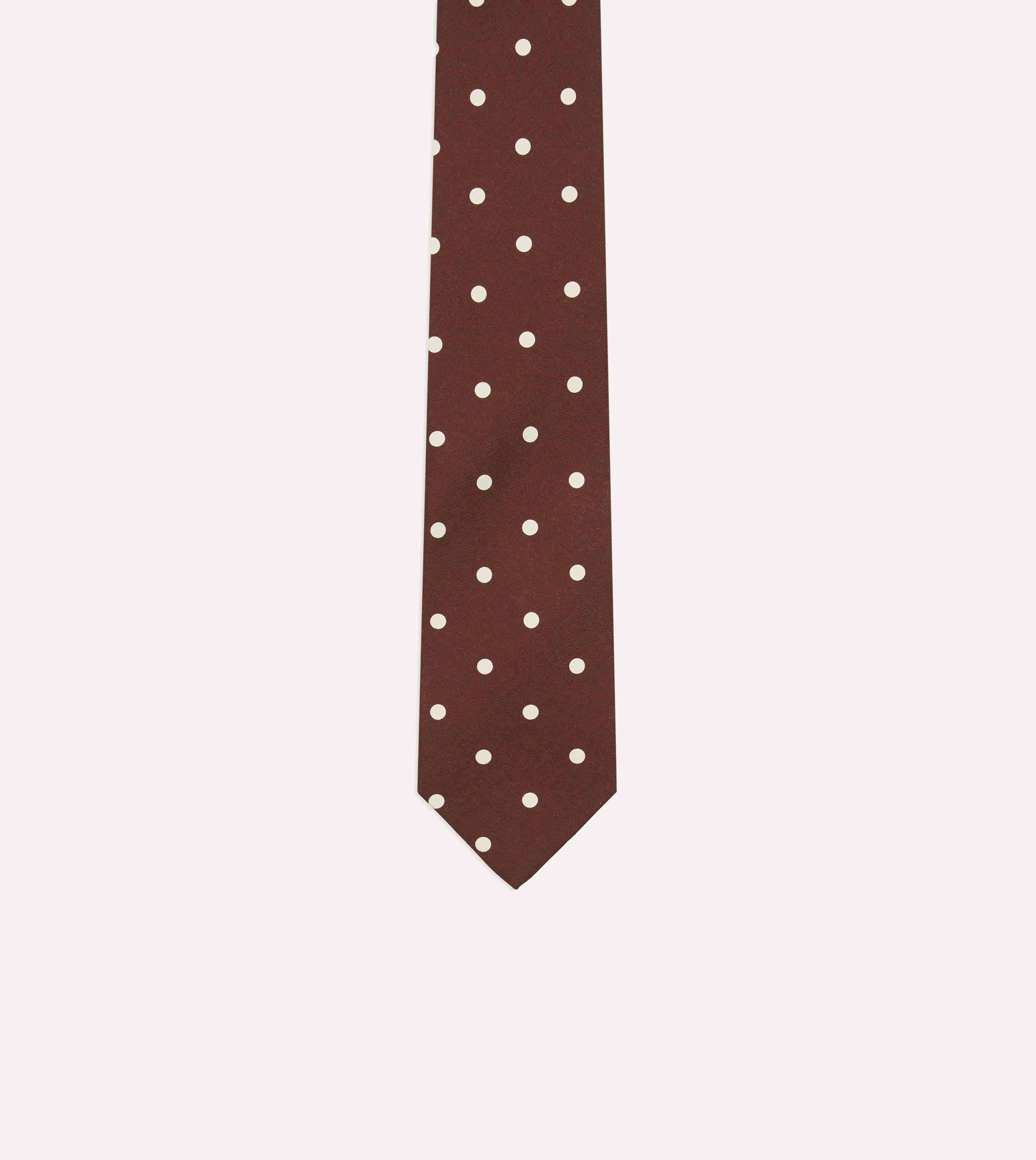 Brown Polka Dot Silk Self-Tipped Tie sold by Drake's London product image thumbnail 3