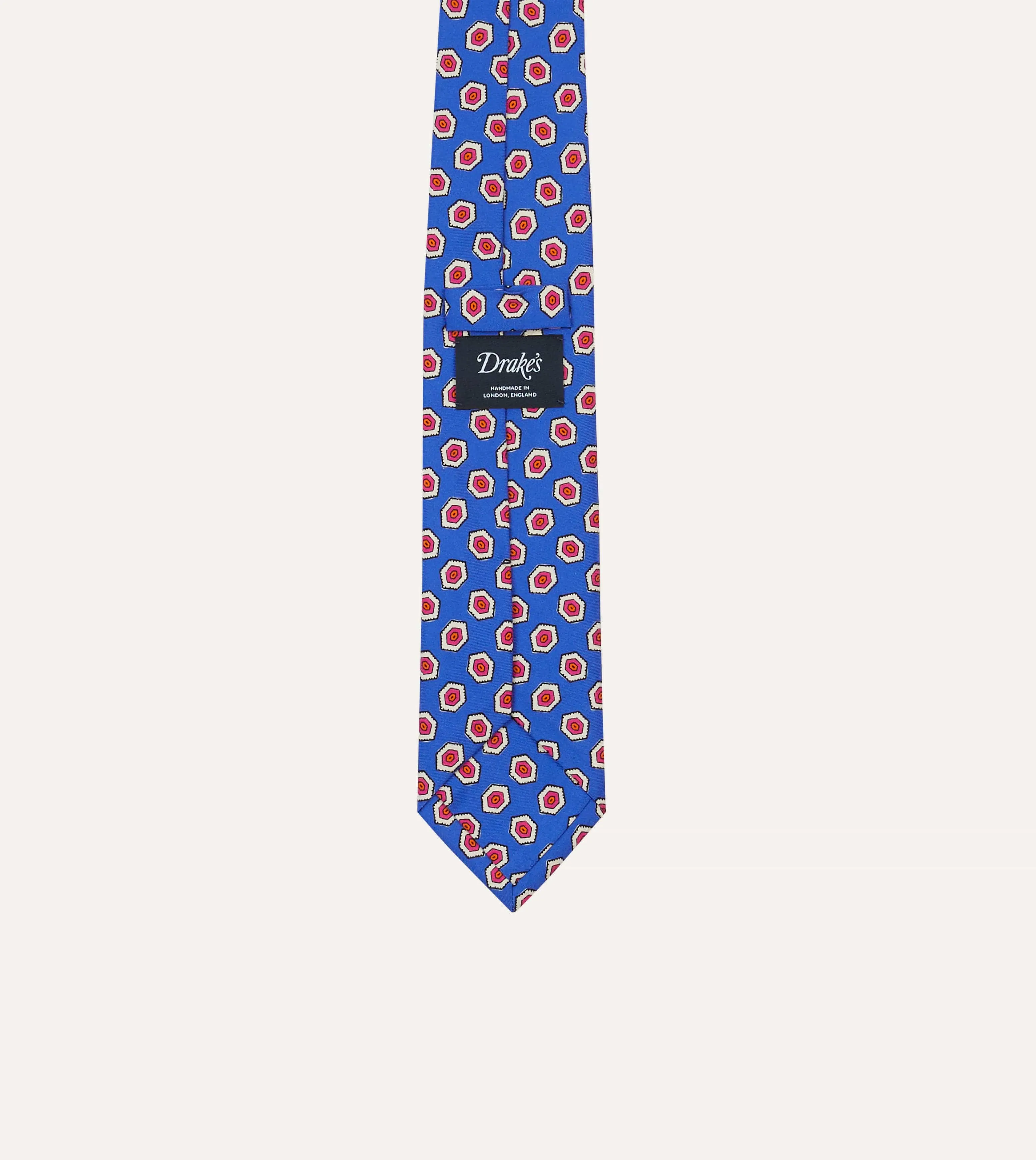 Blue Hexagon Tile Print Silk Self-Tipped Tie sold by Drake's London product image thumbnail 4