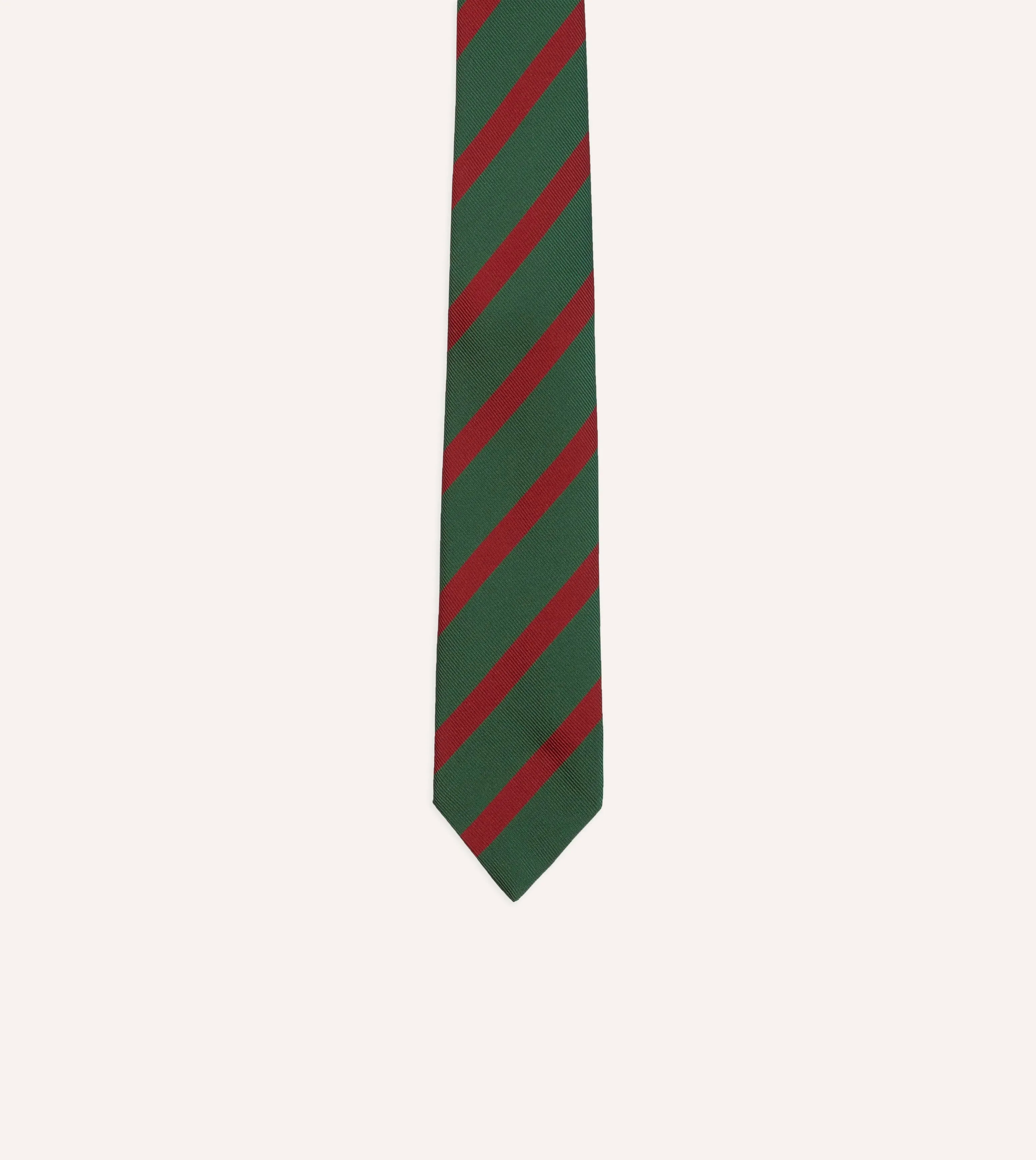 Green and Red Dual Stripe Mogador Silk Tipped Tie sold by Drake's London product image thumbnail 3