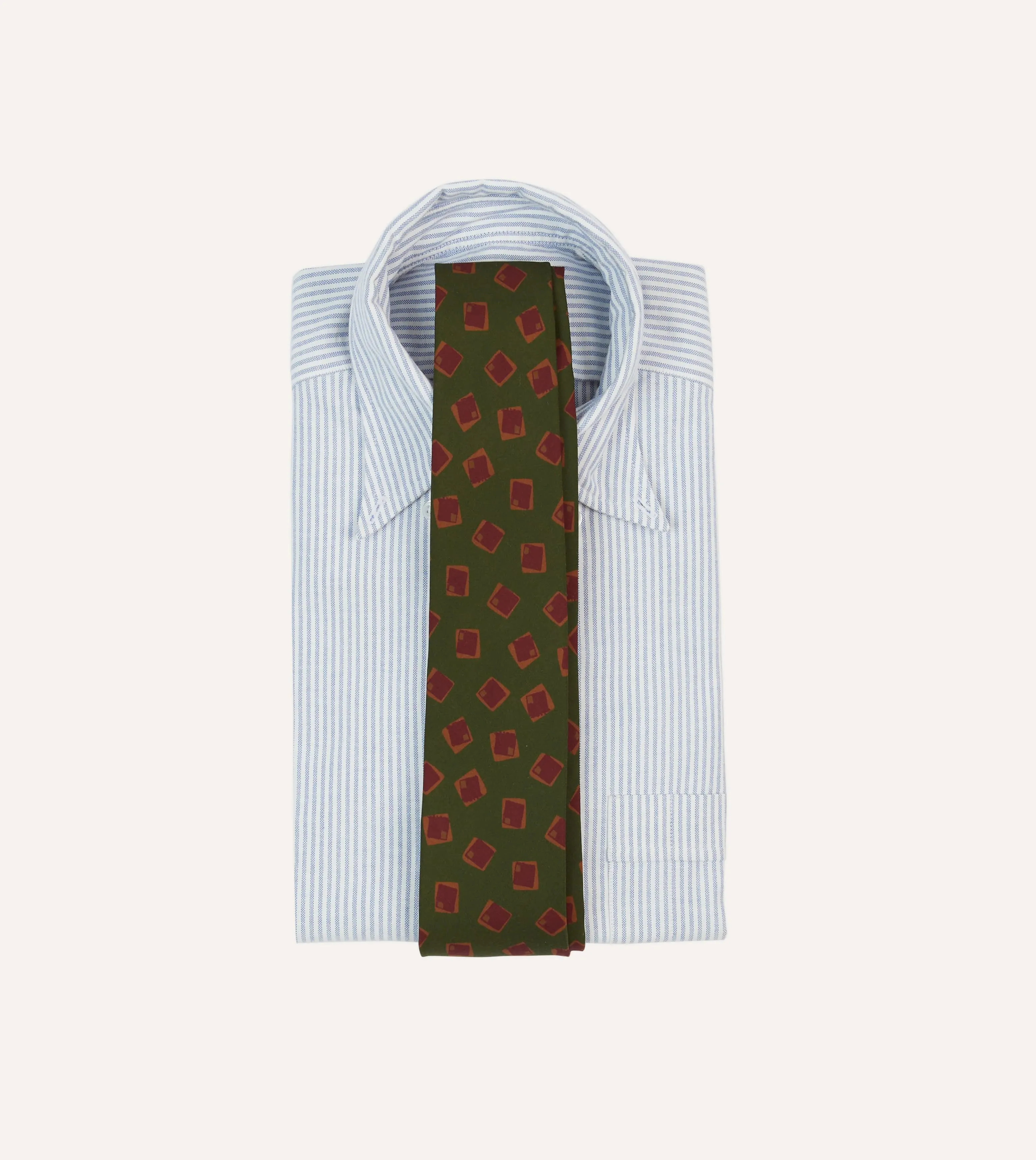 Green Jumbled Tile Print Silk Self Tipped Tie sold by Drake's London product image thumbnail 2