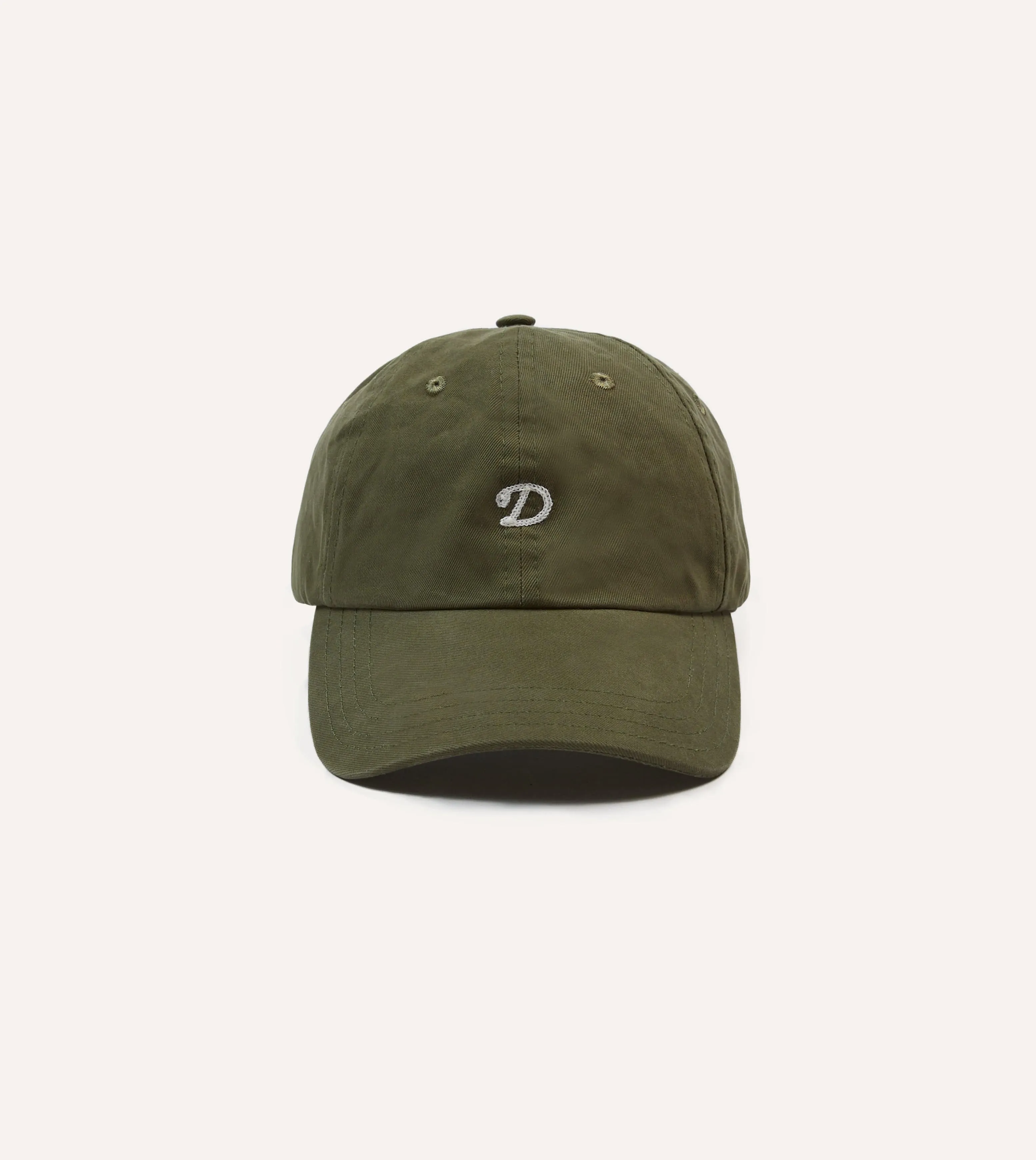 Green Chainstitch 'D' Cotton Twill Baseball Cap sold by Drake's London