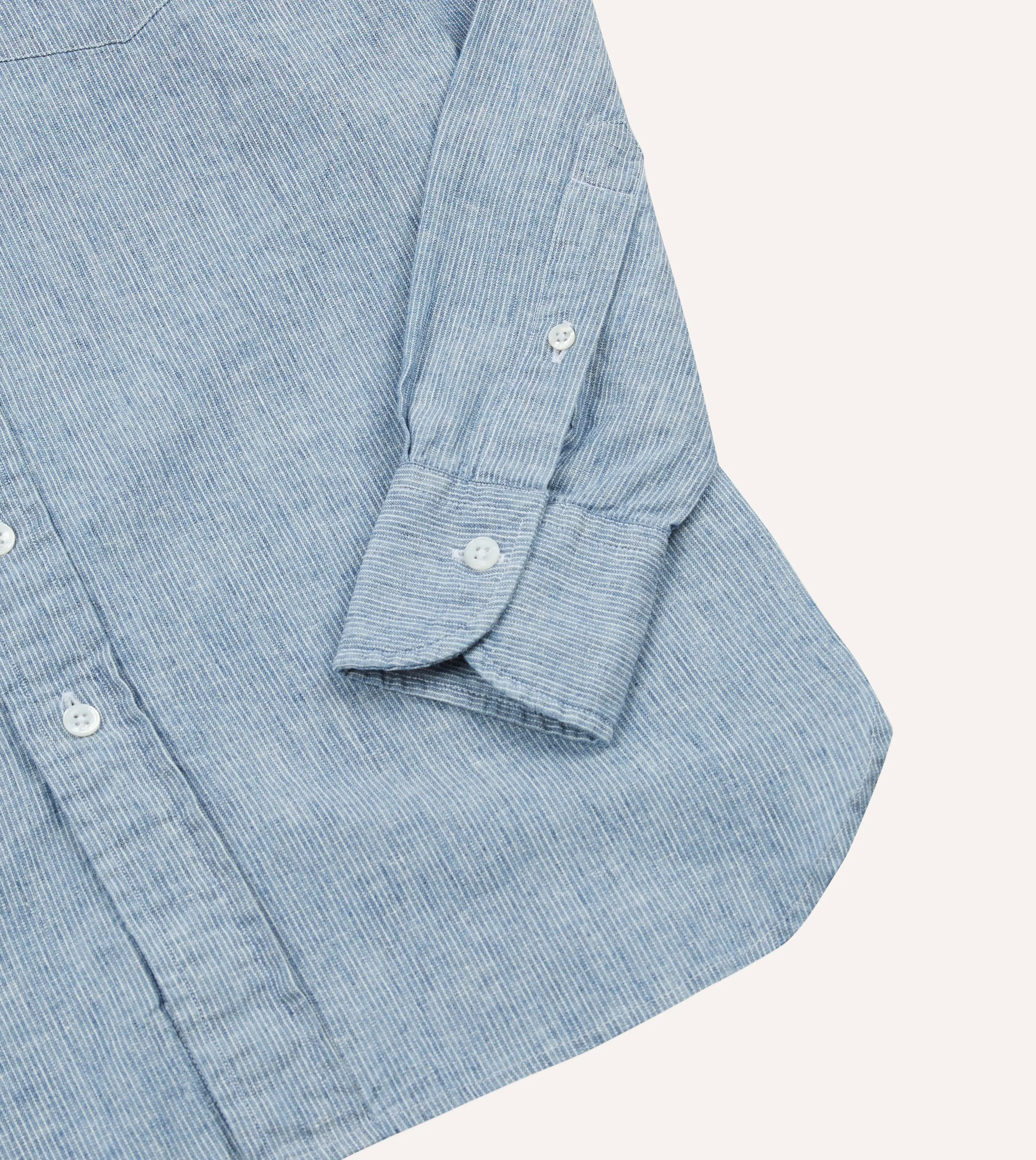 Striped Denim Cotton Button-Down Shirt sold by Drake's London product image thumbnail 5
