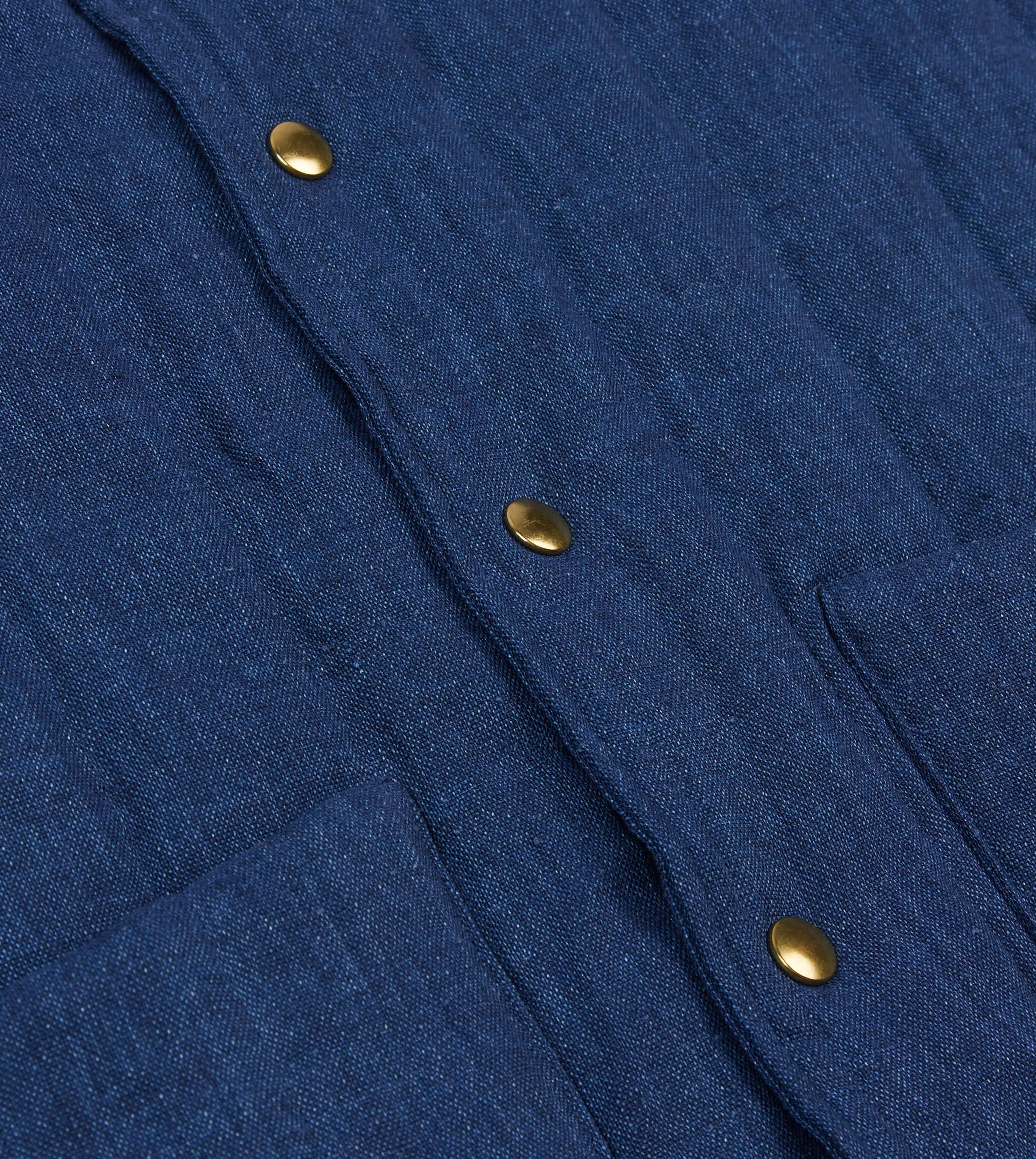 Blue Linen Quilted Snap Vest sold by Drake's London product image thumbnail 4