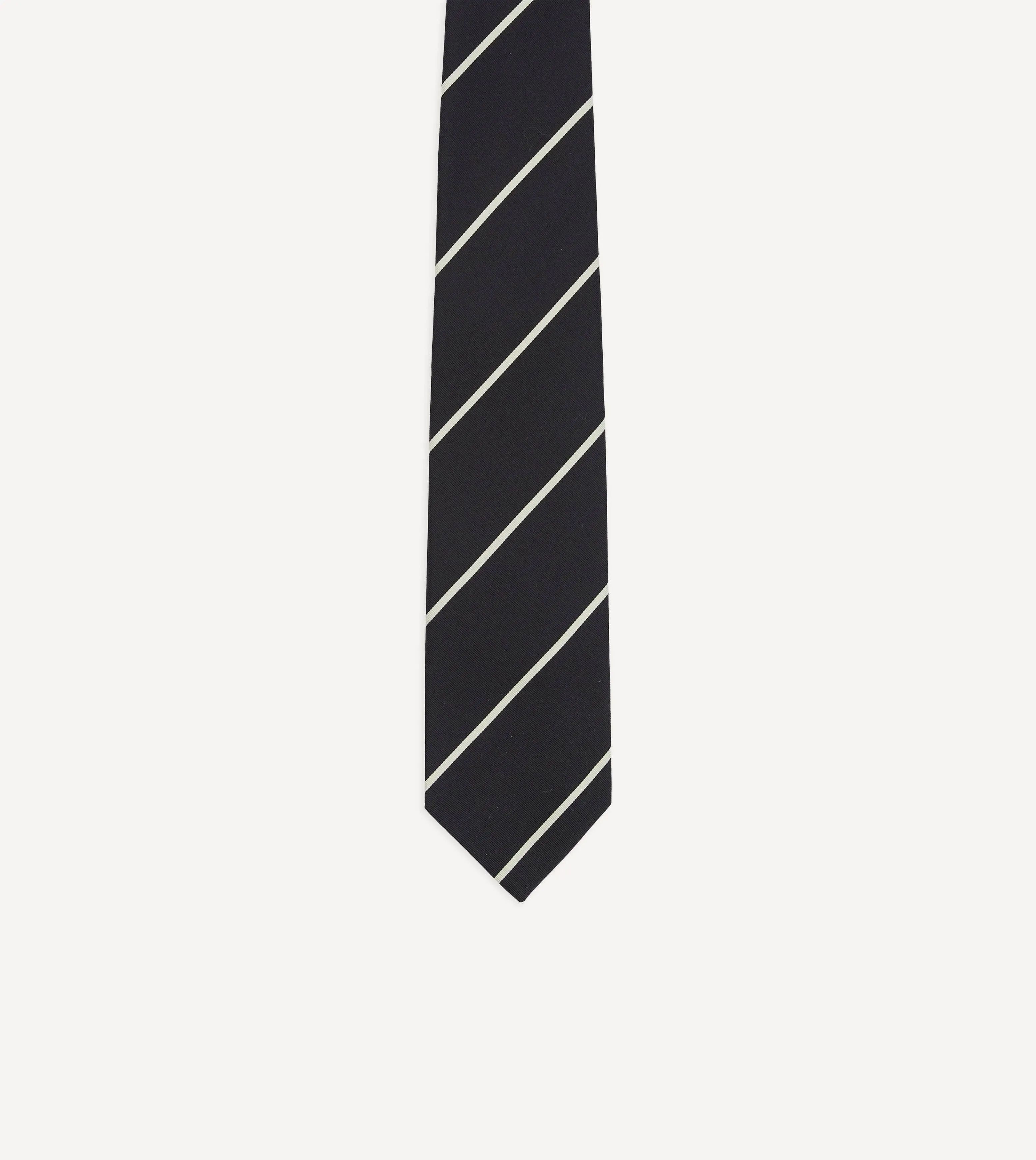 Navy and White Stripe Repp Silk Tipped Tie sold by Drake's London product image thumbnail 3