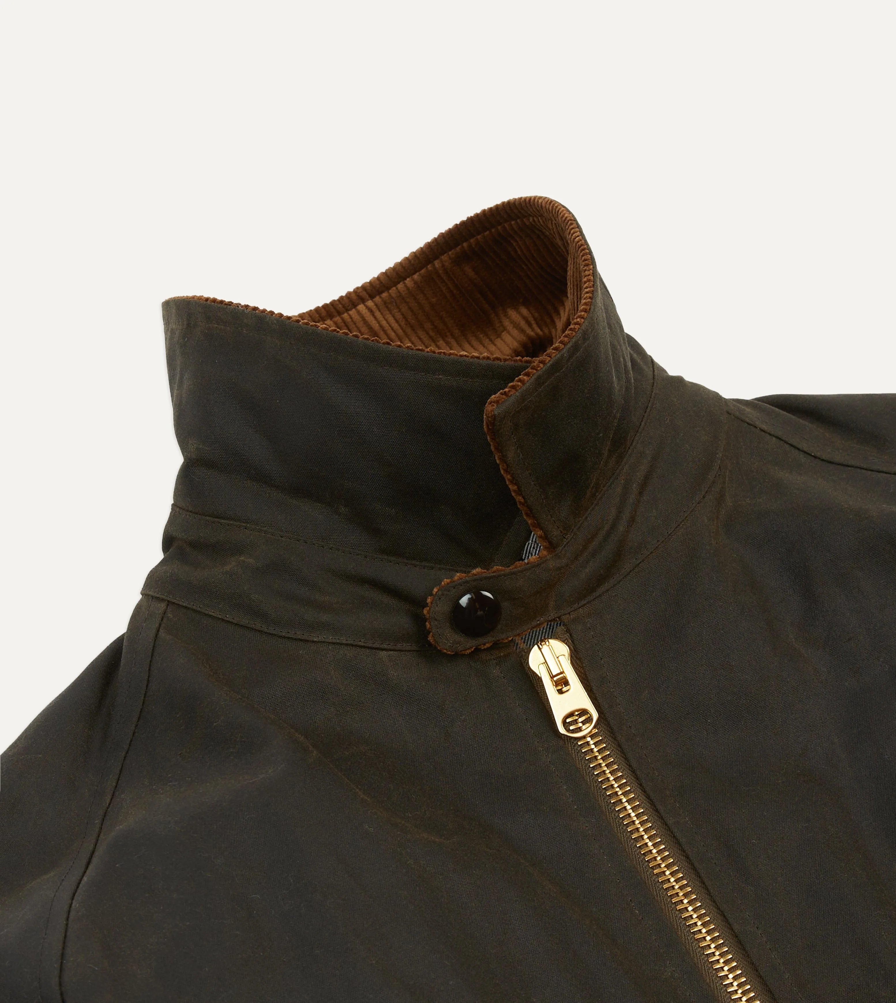 Olive Waxed Long Coverall Jacket sold by Drake's London product image thumbnail 4