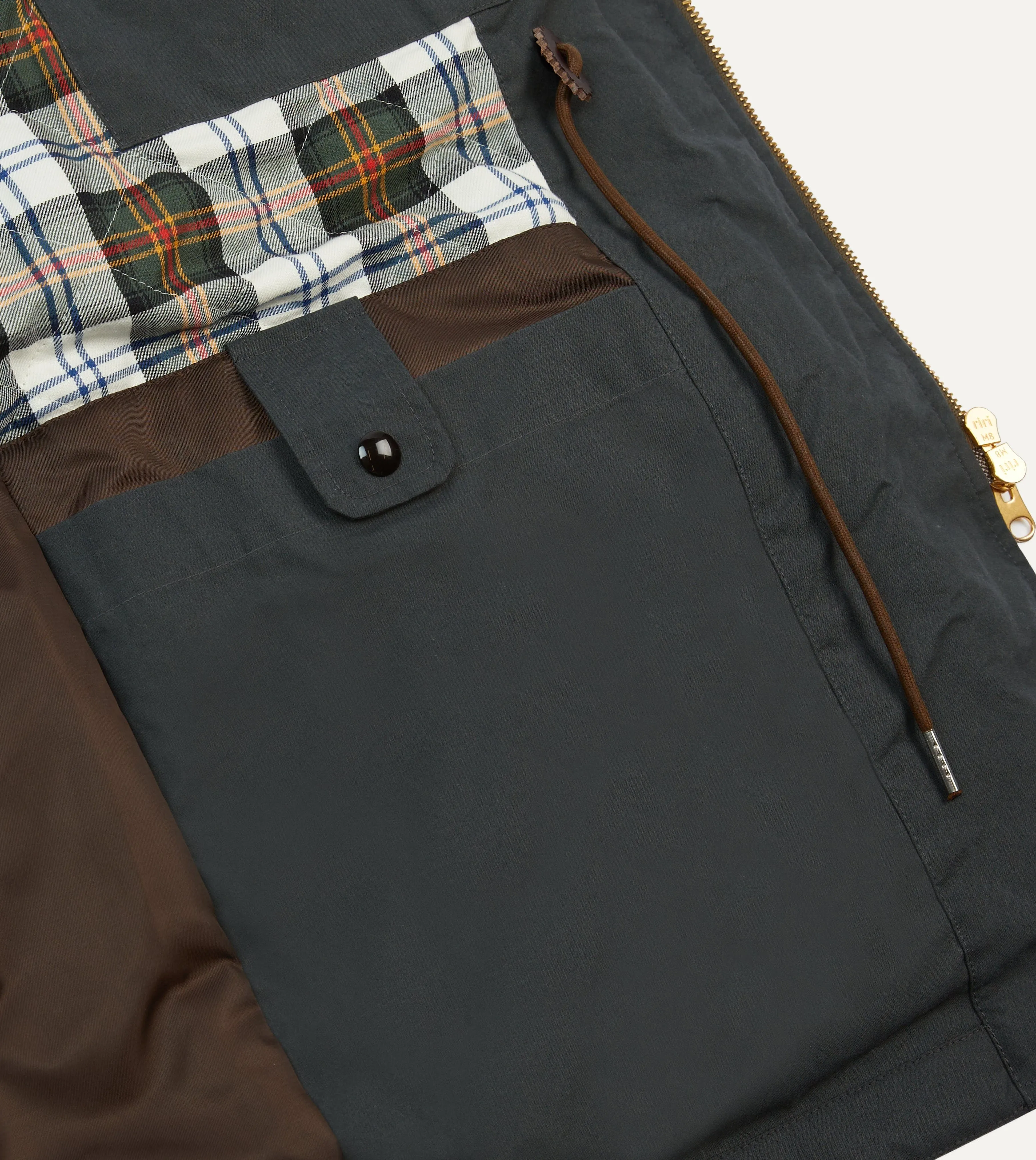 Olive Waxed Long Coverall Jacket sold by Drake's London product image thumbnail 5