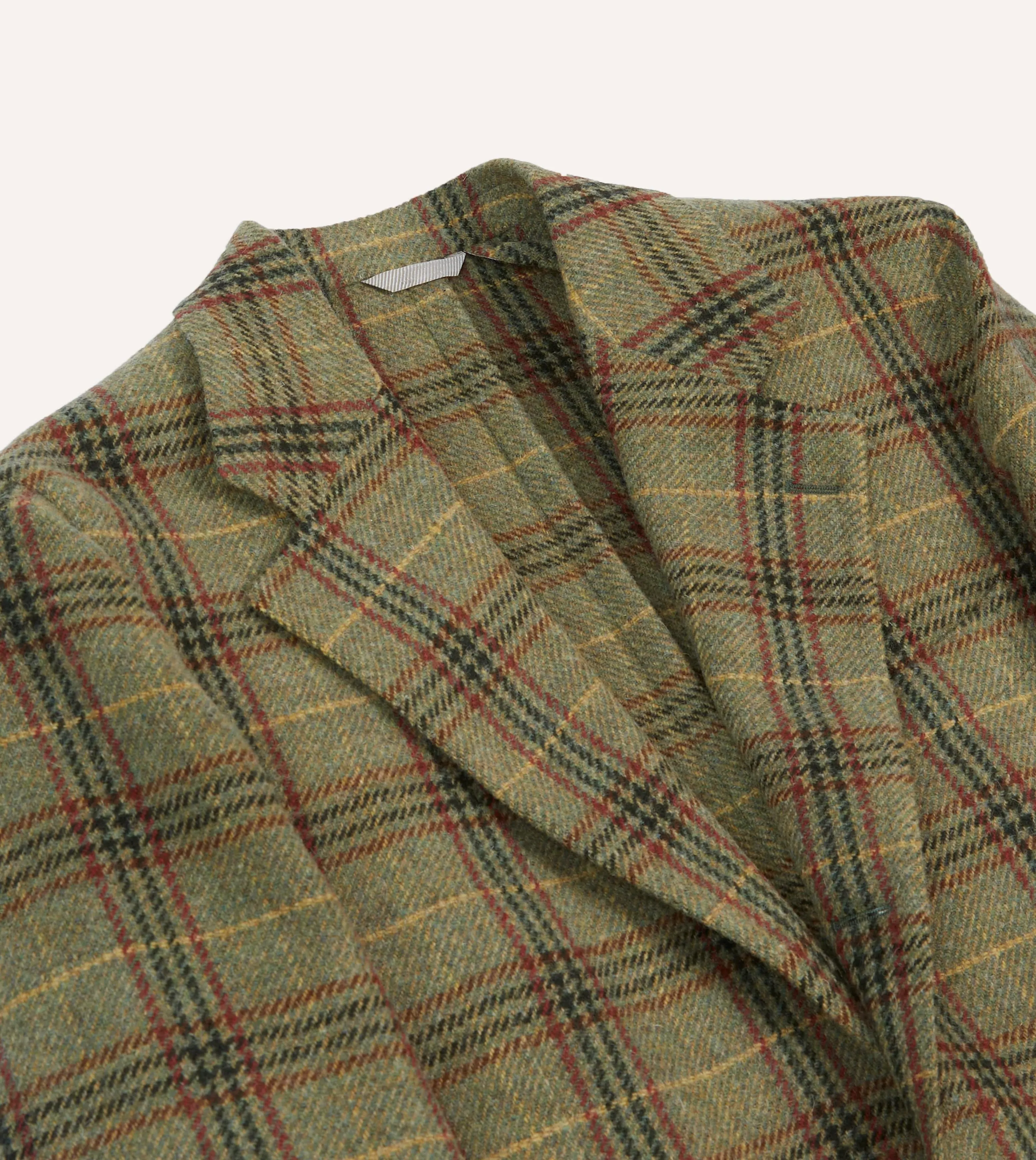 Olive Check Tweed Blazer sold by Drake's London product image thumbnail 3